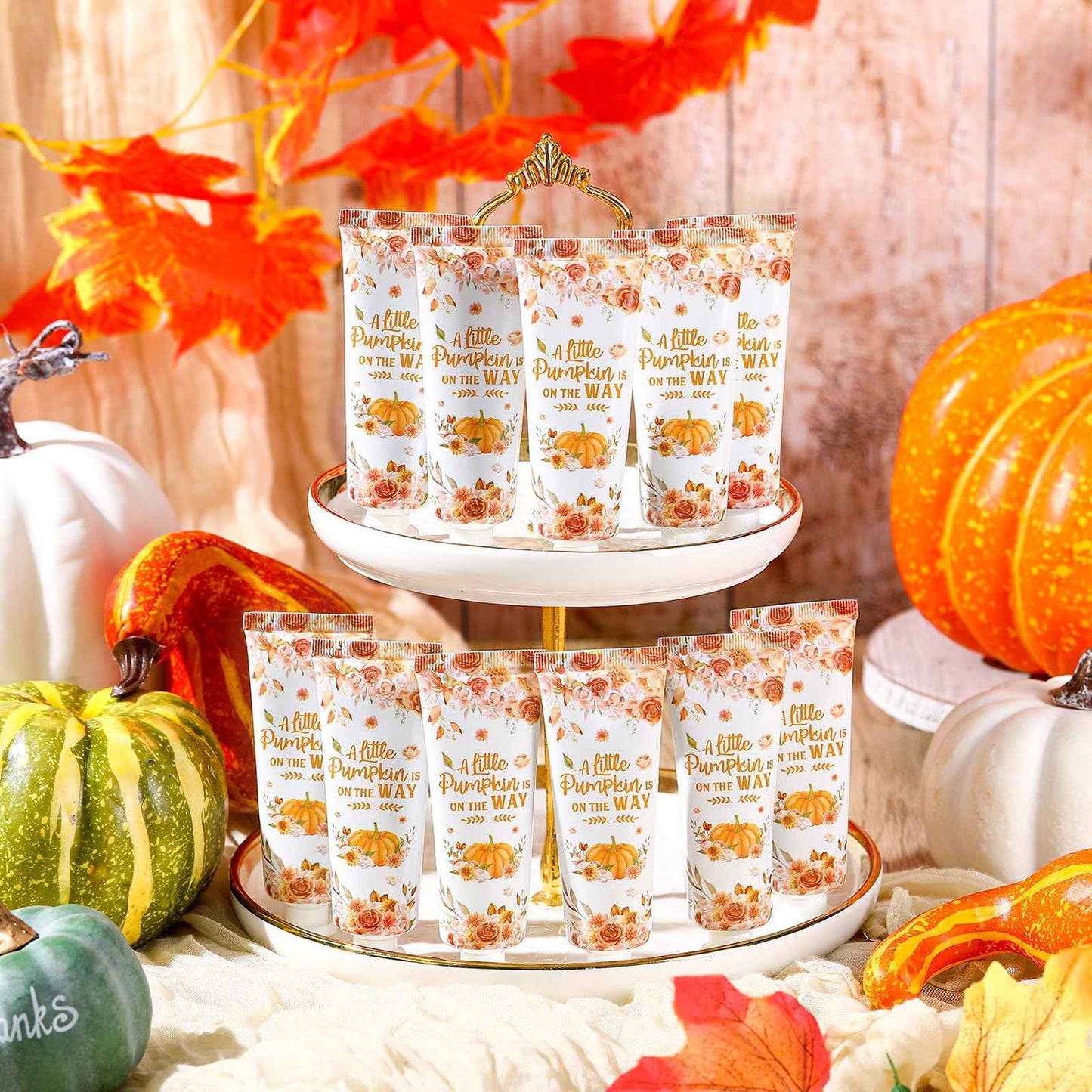 Dansib 48 Sets Thanksgiving Fall Hand Cream Bulk a Little Pumpkin Baby Shower Hand Cream Gifts Baby Shower Party Favors for Guests Travel Size Lotion for Autumn Party Supplies(Flower Pumpkin)