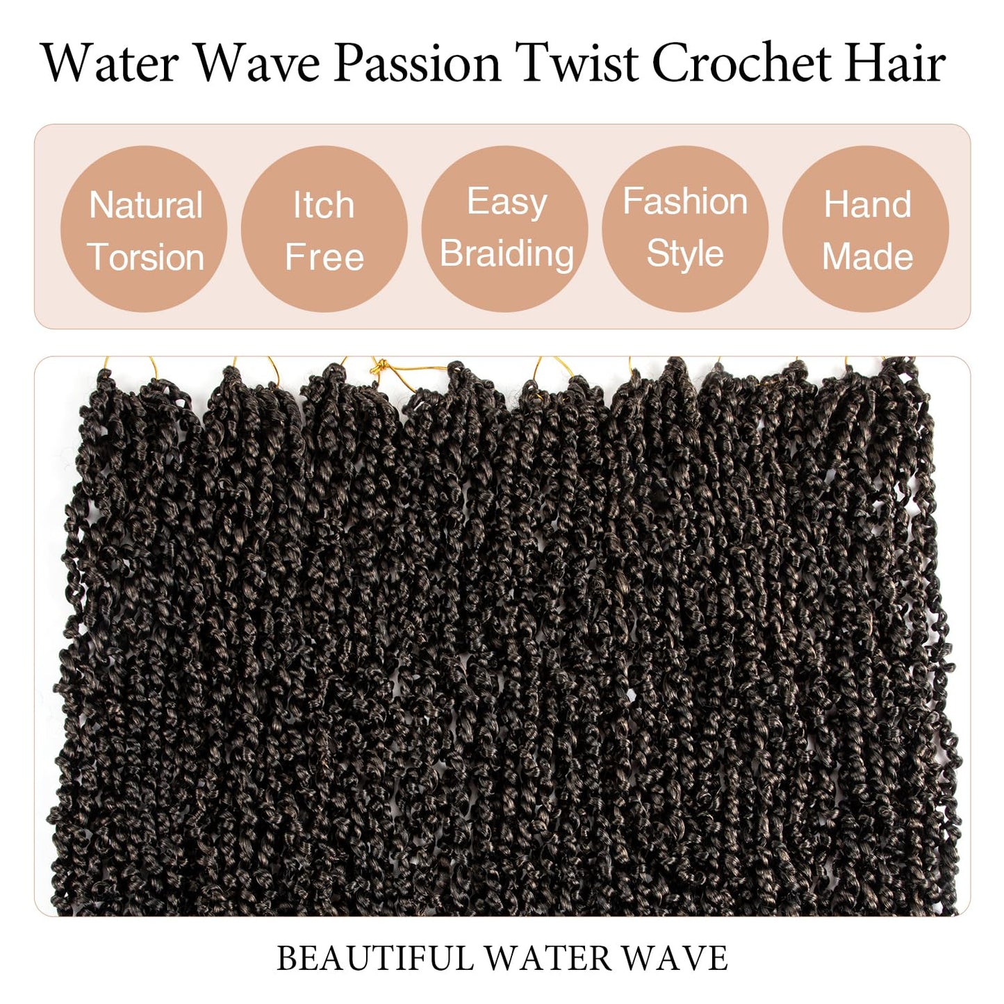 Roeula Passion Twist Crochet Hair for Black Women 8 Packs 20Inch Pre Looped Water Wave Passion Twist Faux Locs Crochet Twist Hair Crochet Hair Locs for Black Women (20 Inch (pack of 8), 1B/27)