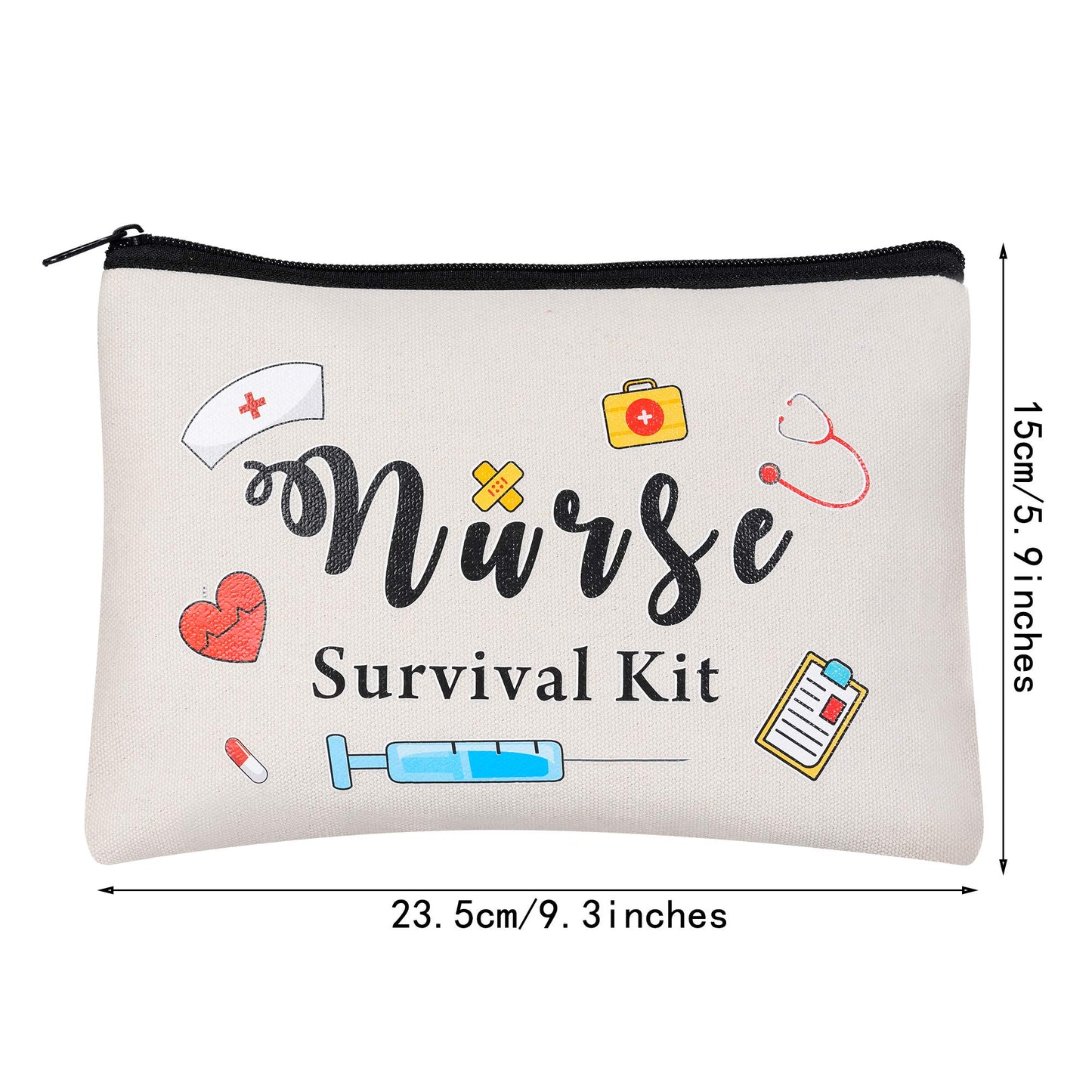 Kolewo4ever 8 pieces Nursing Makeup Bags Nurse Survival Kit Cosmetic Funny Travel Pouch Bag Nurse Practitioner Gifts for Women Nursing Supplies