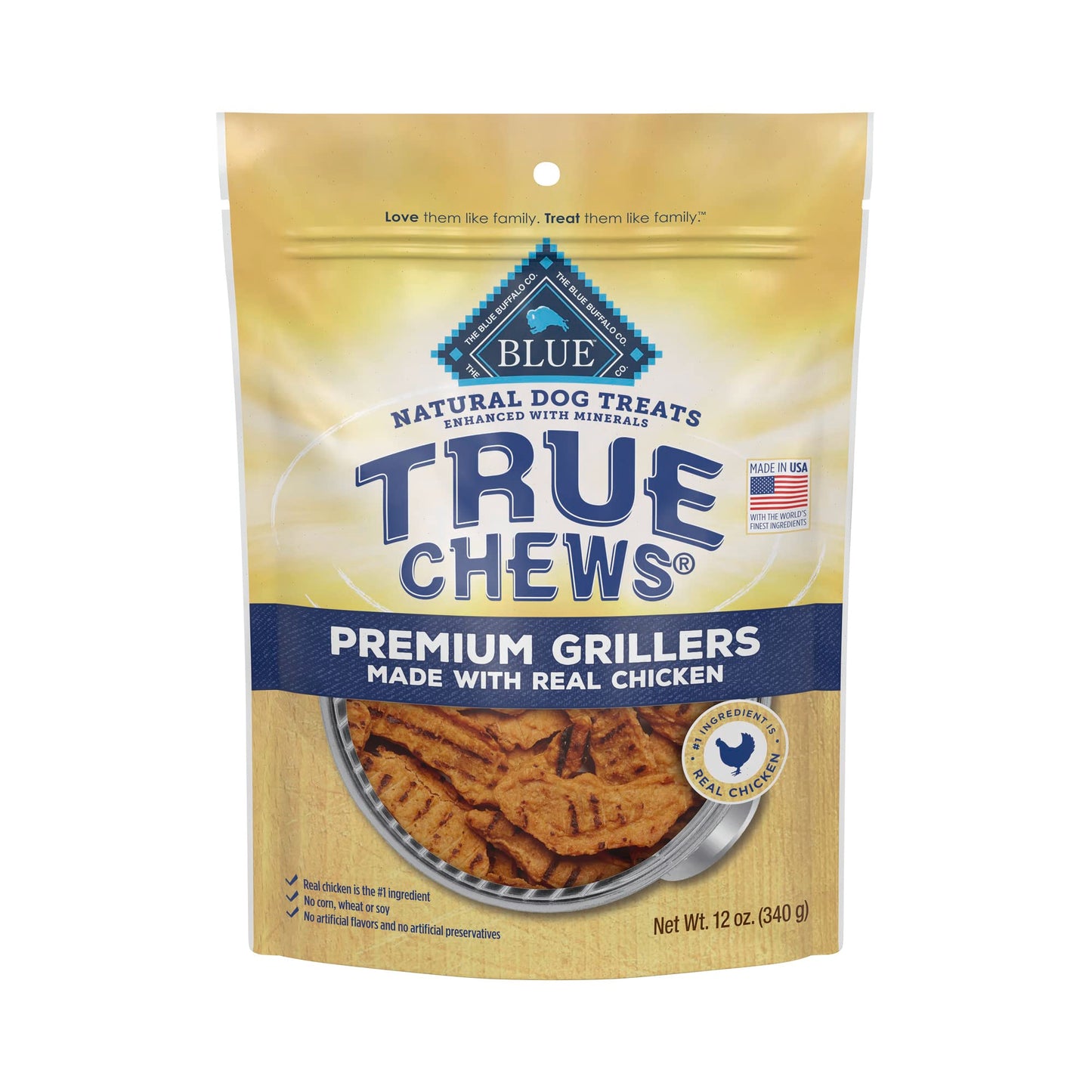 Blue Buffalo True Chews Premium Grillers Natural Dog Treats, Chicken 12 oz bag