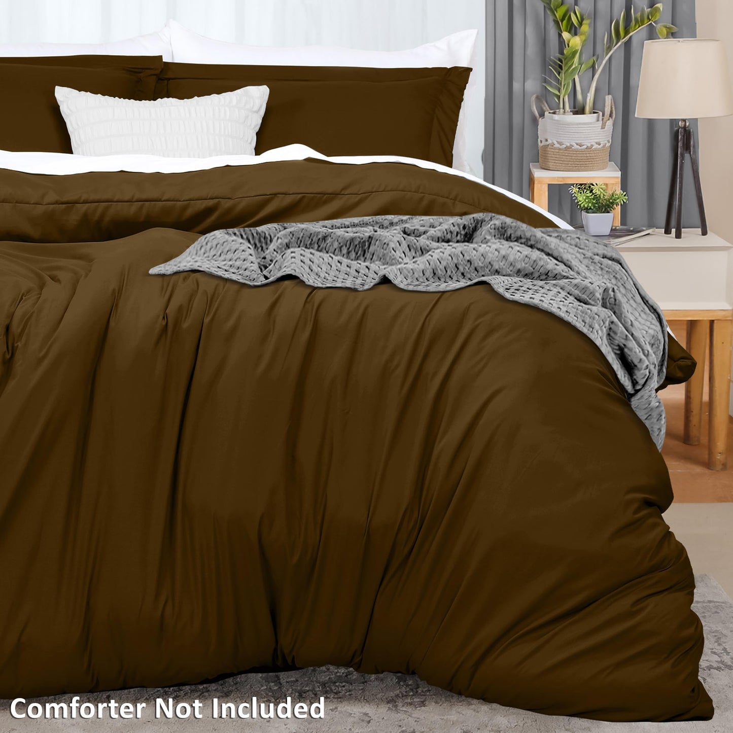 Utopia Bedding Duvet Cover Queen Size - 1 Duvet Cover with 2 Pillow Shams - 3 Piece Bedding Duvet Cover with Zipper Closure - Soft Brushed Microfiber, 90 X 90 Inches (Queen, Mocha)