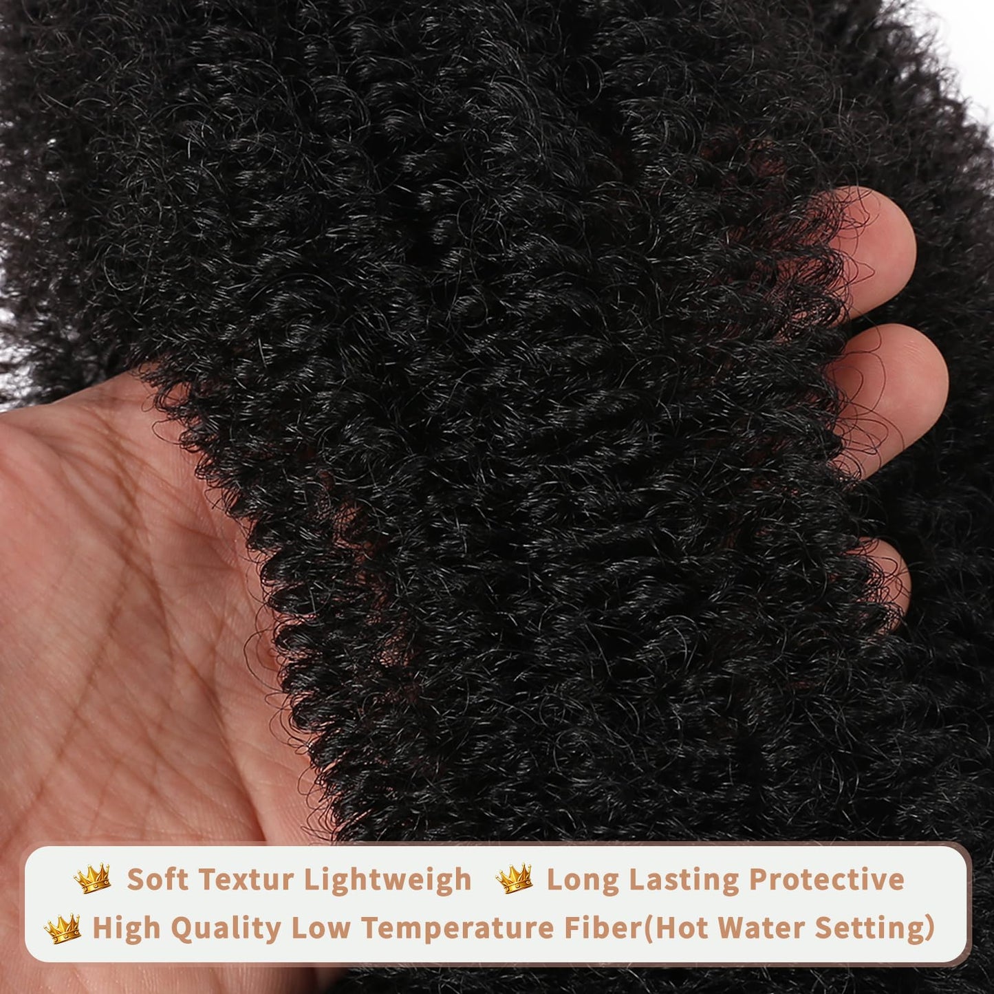 8 Packs Pre-Separated Springy Afro Twist Hair 8 Inch Spring Twist Hair Kinky Twist Crochet Hair for Black Women (1B#, 8 Inch(Pack of 8))