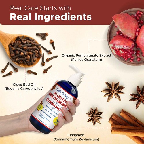 Dale Audrey Ayurvedic Nano Hydroxyapatite Oil Pulling for Teeth and Gums | Cinnamon Flavored Organic Oral Rinse Mouthwash for Bad Breath | Essential Oils for Teeth Whitening & Fresh Breath | (8 oz)