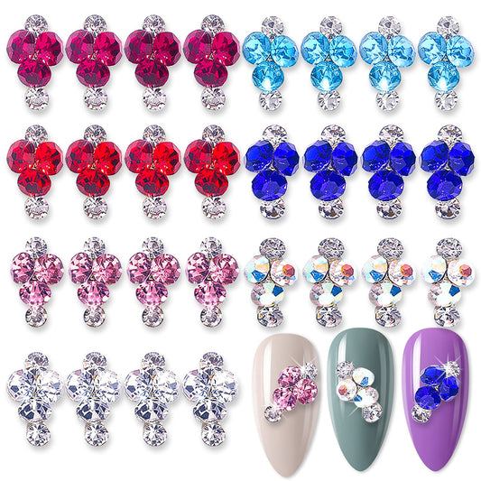 DANNEASY 35pcs Nail Rhinestone 3D Nail Charms Glass Crystal Shiny Nail Gems Stone Nail Diamond for Nail Art Alloy Nail Jewels Nail Decoration for Acrylic Nails DIY Nail Art Accessories