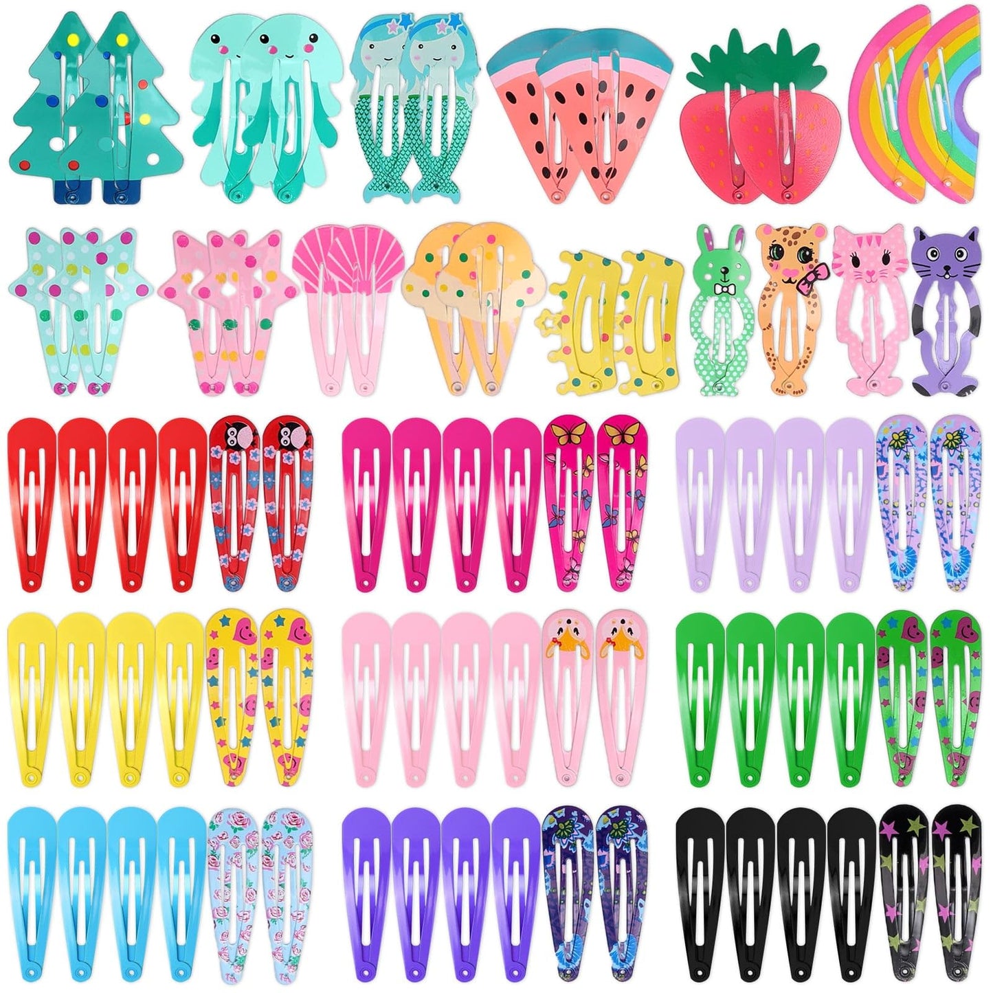 Anezus 80 Pcs Hair Clips for Girls Hair Barrettes Snap Non-Slip Metal Hair Clips for Girls Kids Teens Women