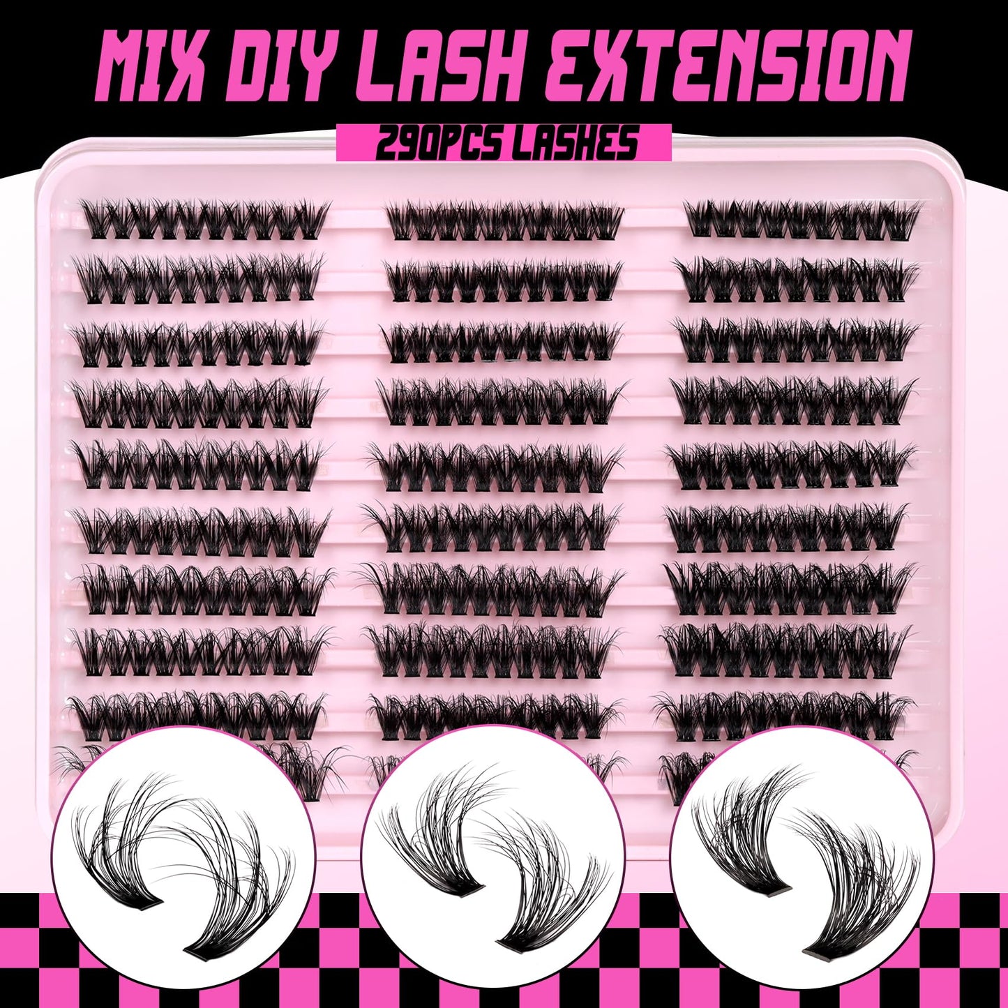 Veleasha Lash Clusters Fluffy Individual Lashes Cluster Eyelash Extensions Cluster Lashes Wispy DIY Eyelash Extension at Home Pestañas Pelo a Pelo (40D+60D+80D, 290PCS)