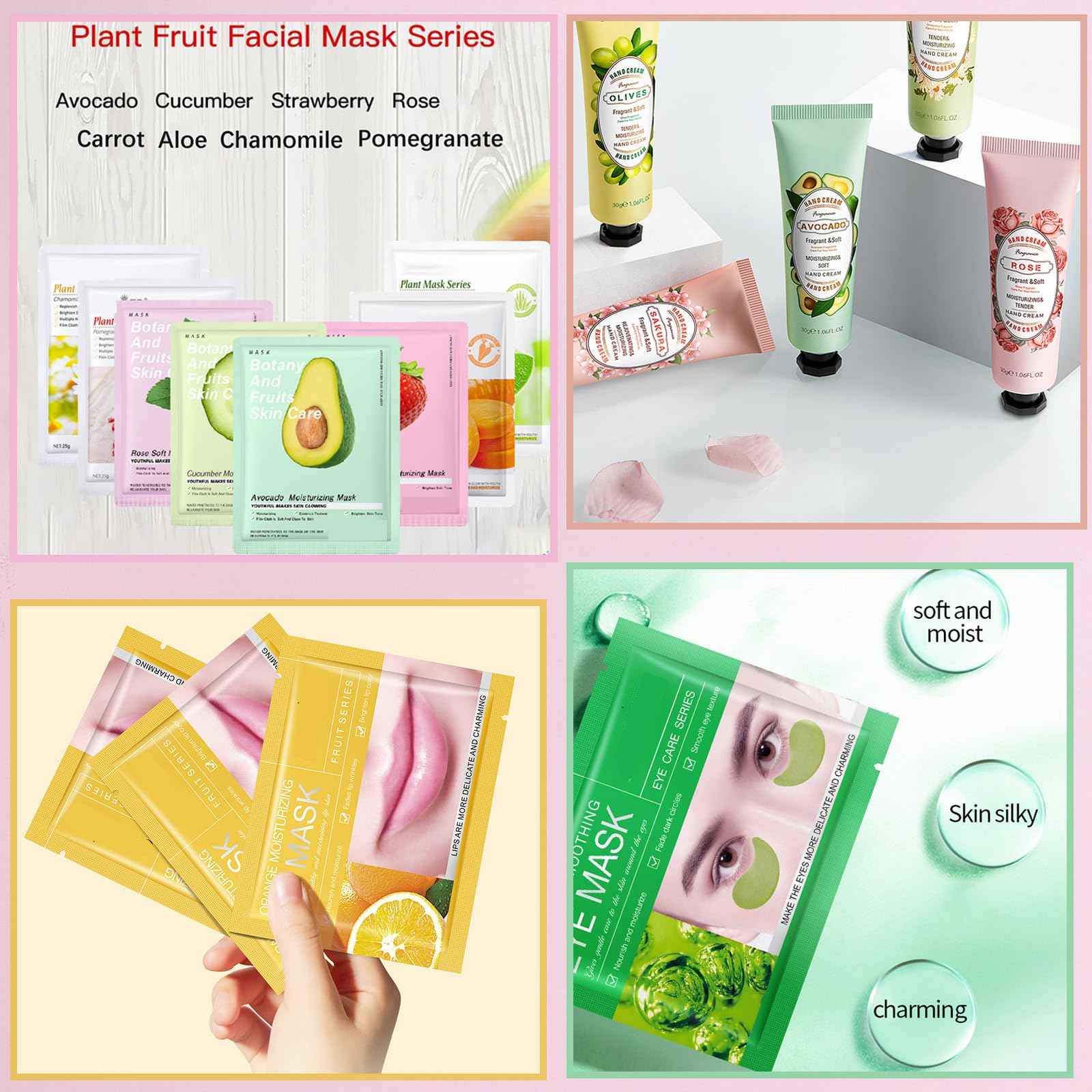 48 Pcs Spa Party Supplies for Girls, Facial Masks,Under Eye Patches,Hand Cream, Lip mask,Headband and Organza Bags, Spa Party Favors, Home Spa Kit Sleepover Set,Gifts for Women Sleepover Party Favors