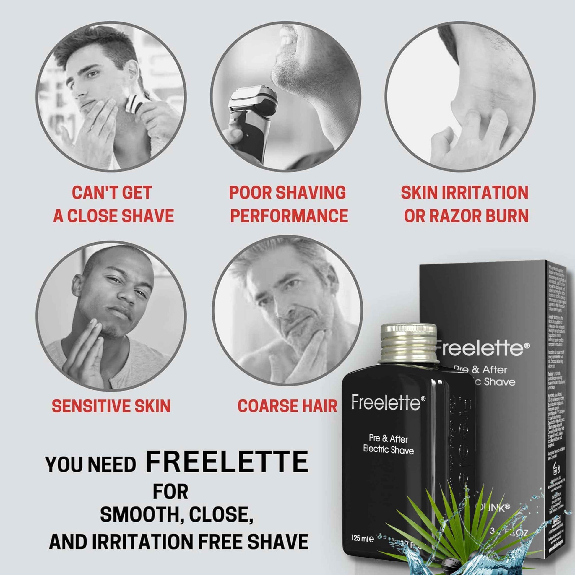 Pre Electric Shave After Shave Lotion Cream - Best For Close Shave - Smooth Irritation-Free Shaving - Shooting and Moisturising Formula Balm. Freelette (Original)