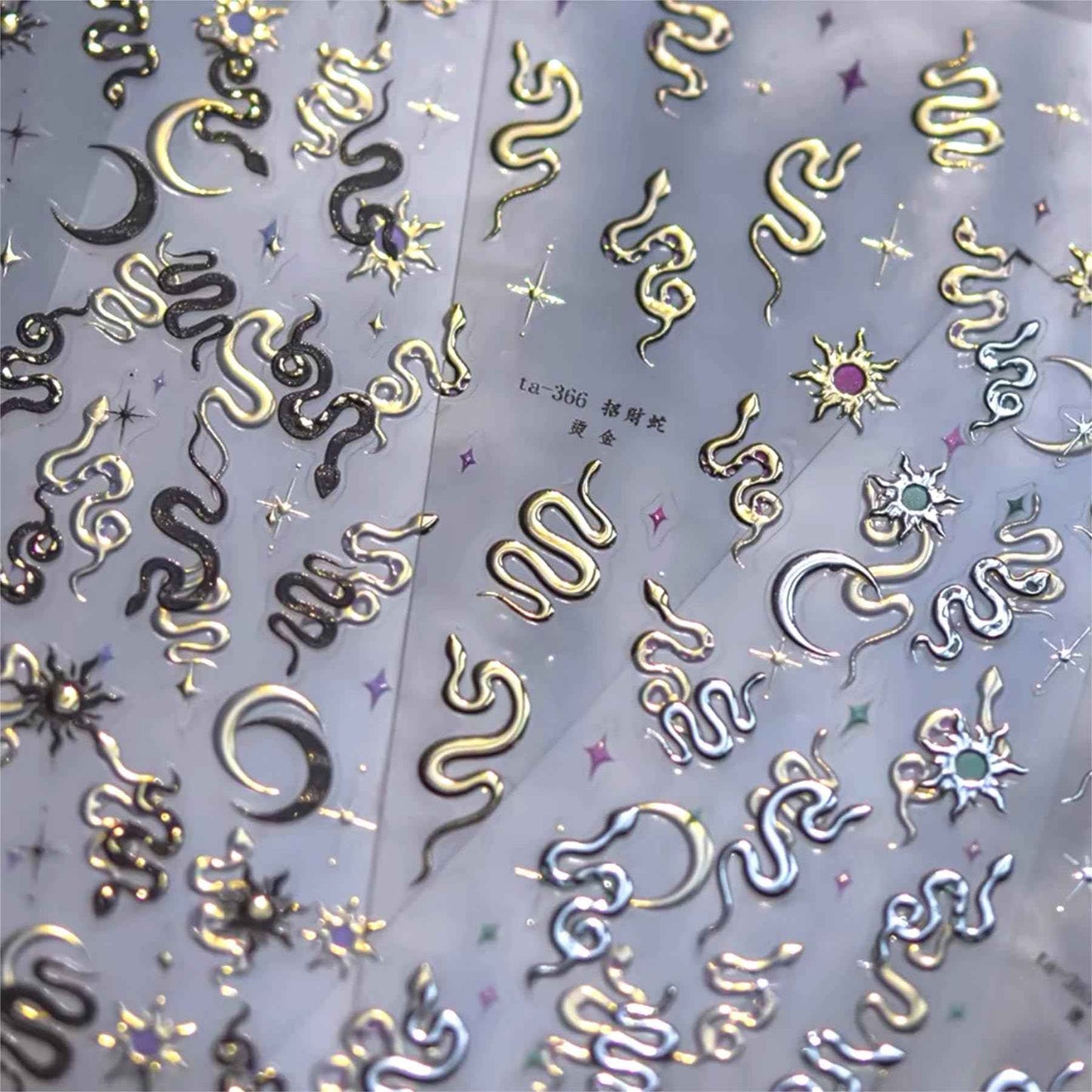 Dedyel Snake Nail Stickers 5D Embossed Animal Self-Adhesive Nail Decals for Women Girls Kids Nail Art Decoration