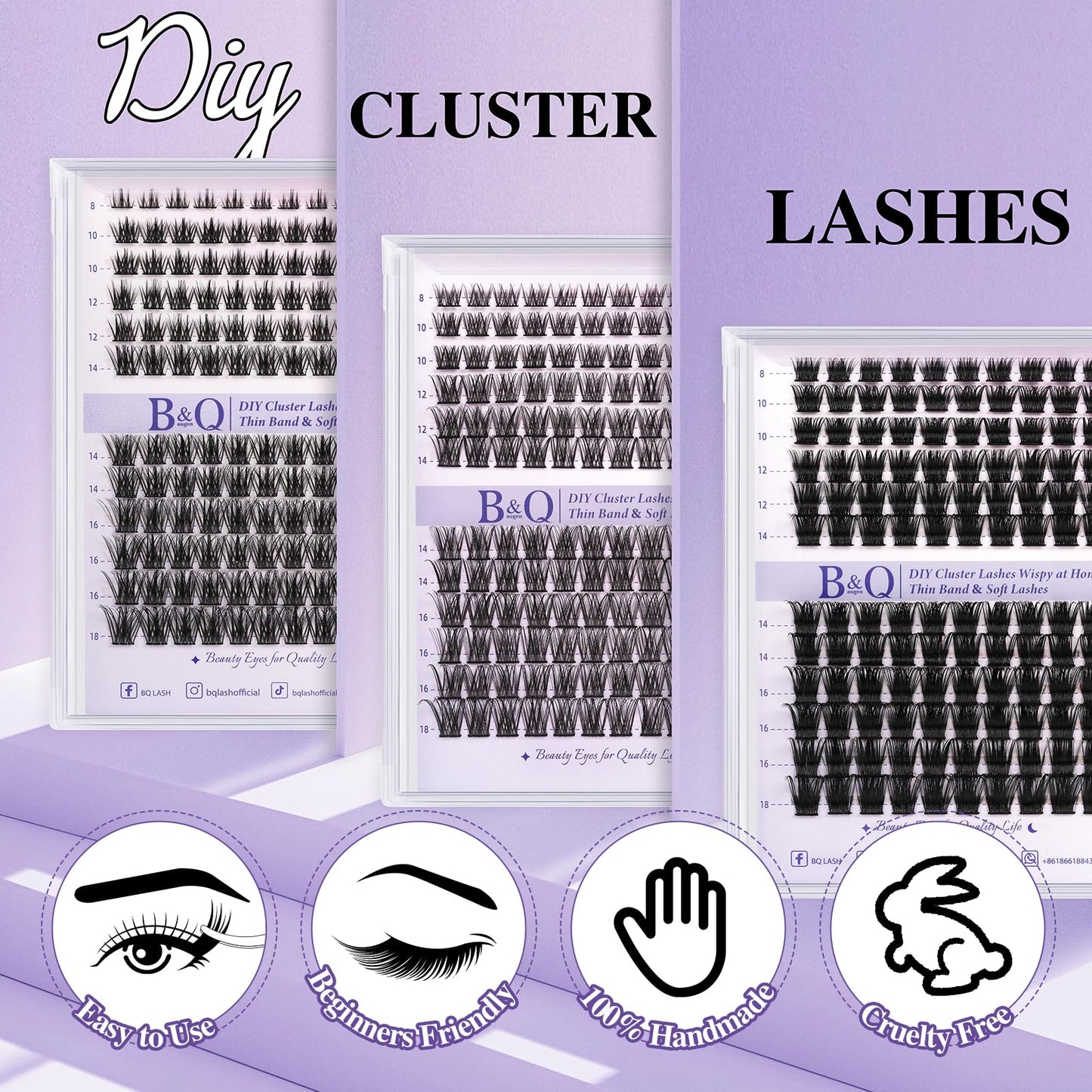 Lash Clusters B62 Clusters Lashes 144 PCS Eyelash Clusters D Curl 14mm Individual Lashes Wispy Volume False Eyelashes Soft Lightweight DIY Eyelash Extension at Home (B62,D14mm)