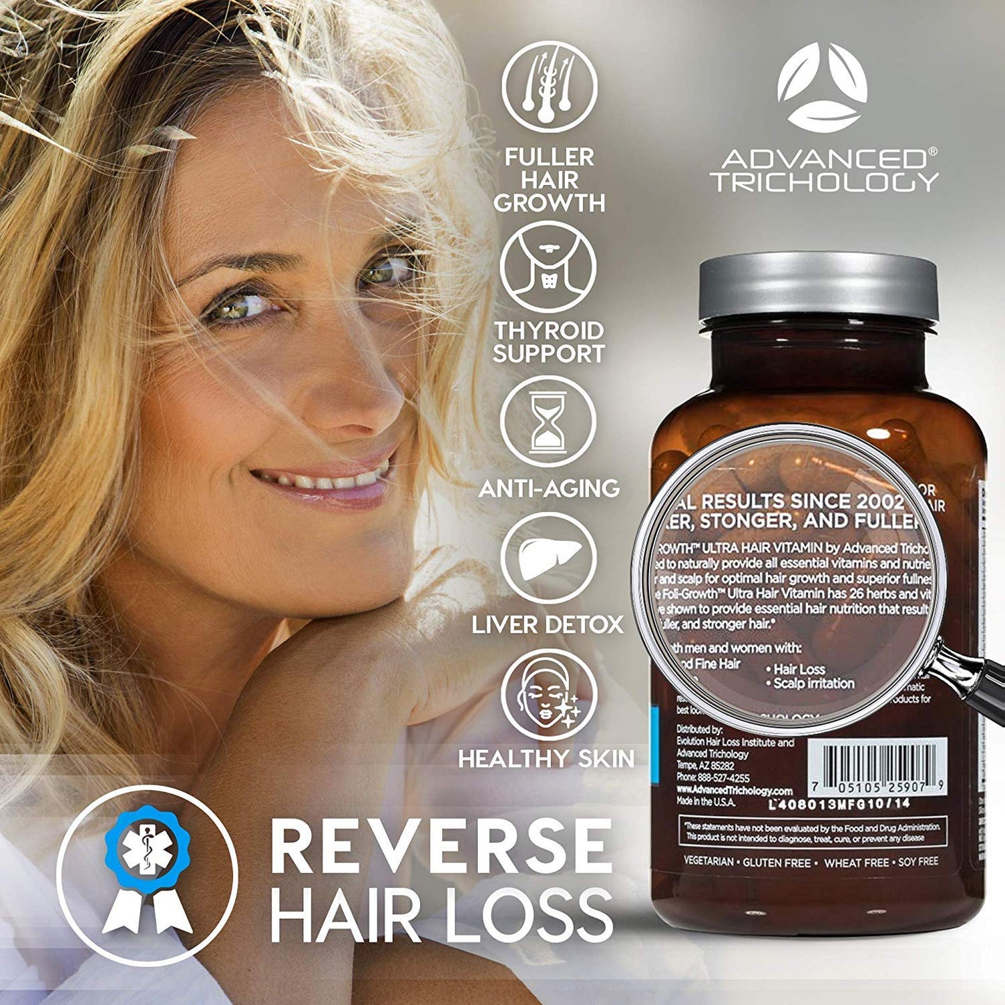 Advanced Trichology FoliGROWTH Hair Growth Supplement for Thicker Fuller Hair, Approved by the American Hair Loss Association, Backed by 20 Years of Experience in Hair Loss Treatment Clinics