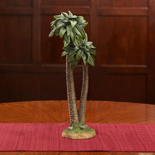 THREE KINGS GIFTS THE ORIGINAL GIFTS OF CHRISTMAS Realistic Palm Tree, Polystone Flat Bottom for Stability, Table Top Nativity Scene Figurine, for The 14 inch Scale Collection