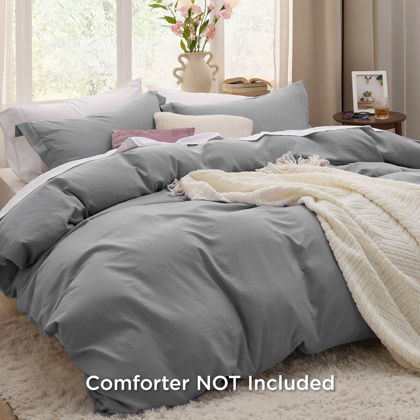 Bedsure Grey Twin Duvet Cover Set - Soft Prewashed Duvet Cover Twin Size, 2 Pieces, 1 Duvet Cover 68x90 Inches with Zipper Closure and 1 Pillow Sham, Comforter Not Included