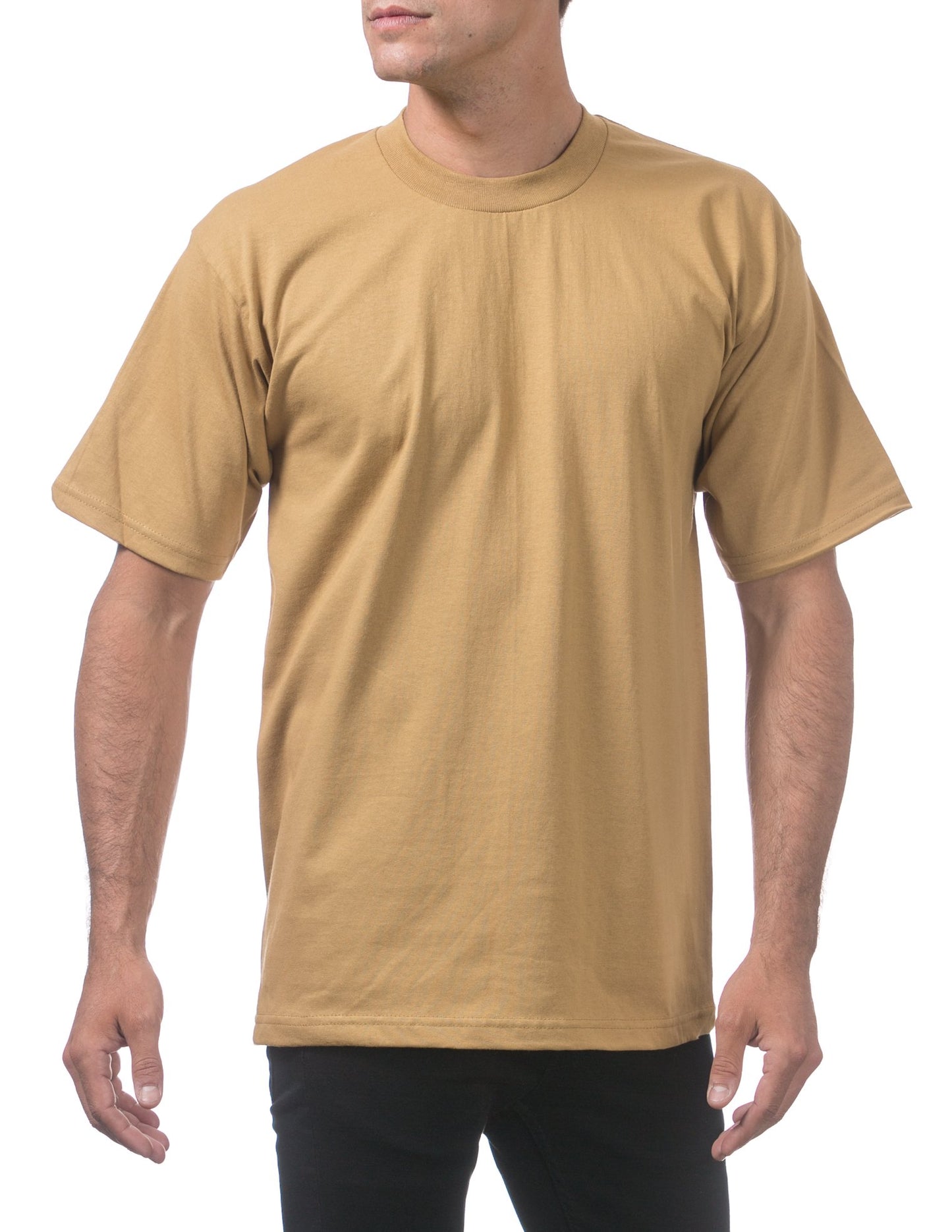 Pro Club Men's Heavyweight Cotton Short Sleeve Crew Neck T-Shirt, Mustard, Small