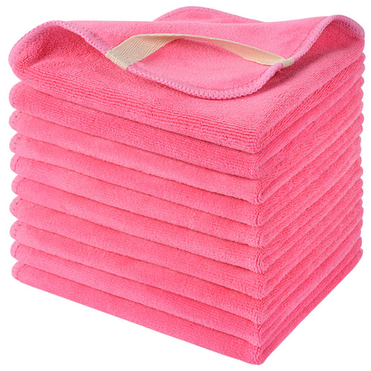 SINLAND Microfiber Facial Cloths Fast Drying Washcloth 12inch x 12inch Dark Pink 10 pack