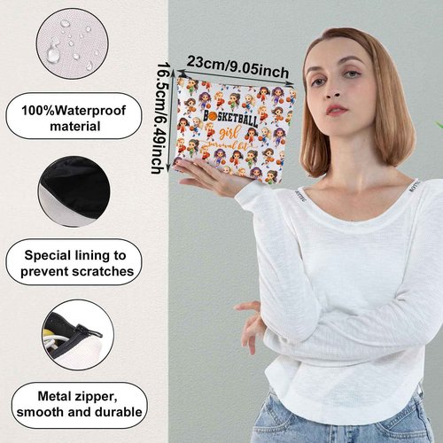 WZMPA Basketball Girl Cosmetic Makeup Bag Basketball Player Gift Basketball Girl Survival Kit Makeup Zipper Pouch Bag Basketball Training Gift (Basketball Girl F)