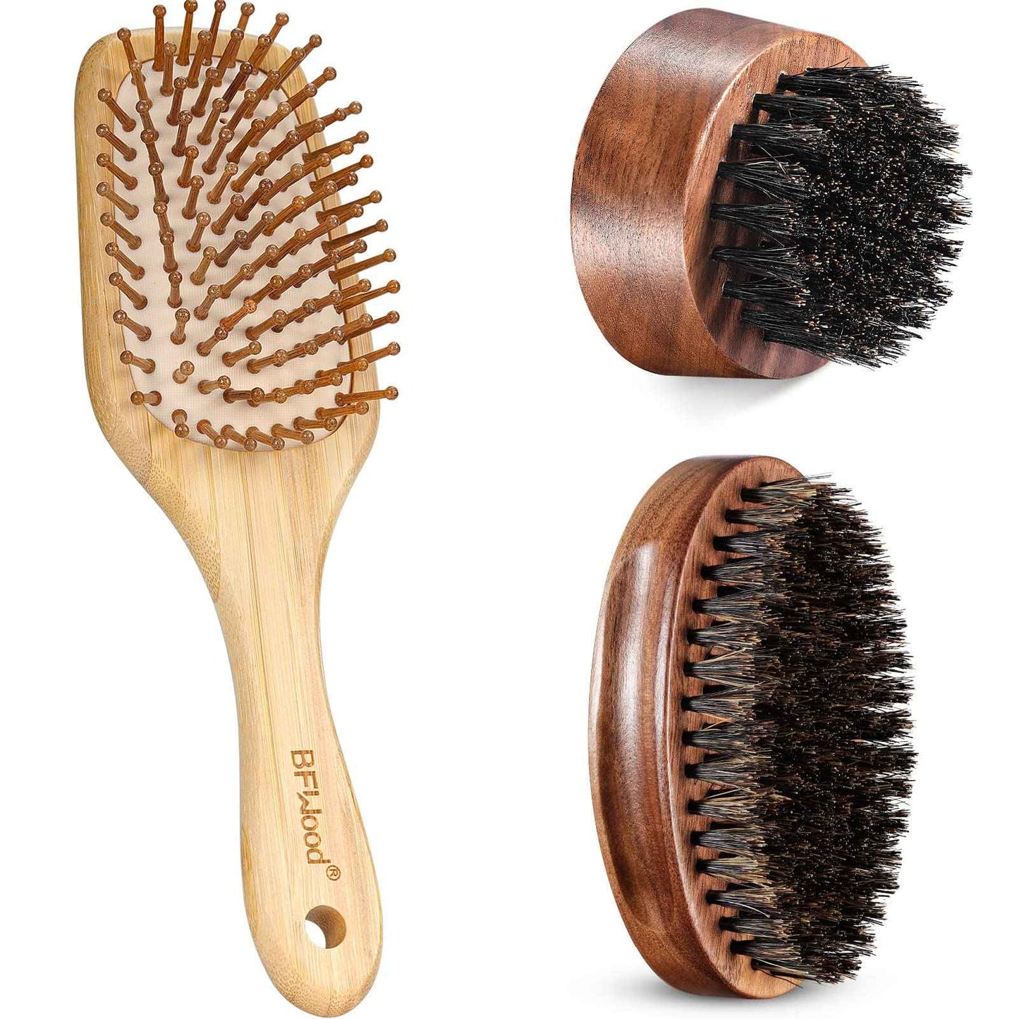 BFWood Beard Brush for Men and Hair Brush with Paddle