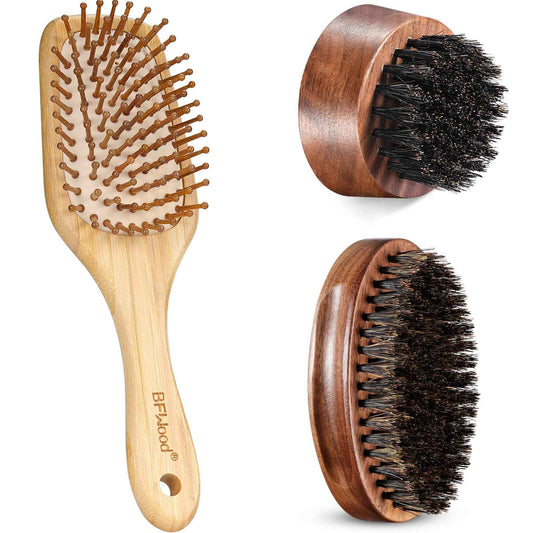 BFWood Beard Brush for Men and Hair Brush with Paddle