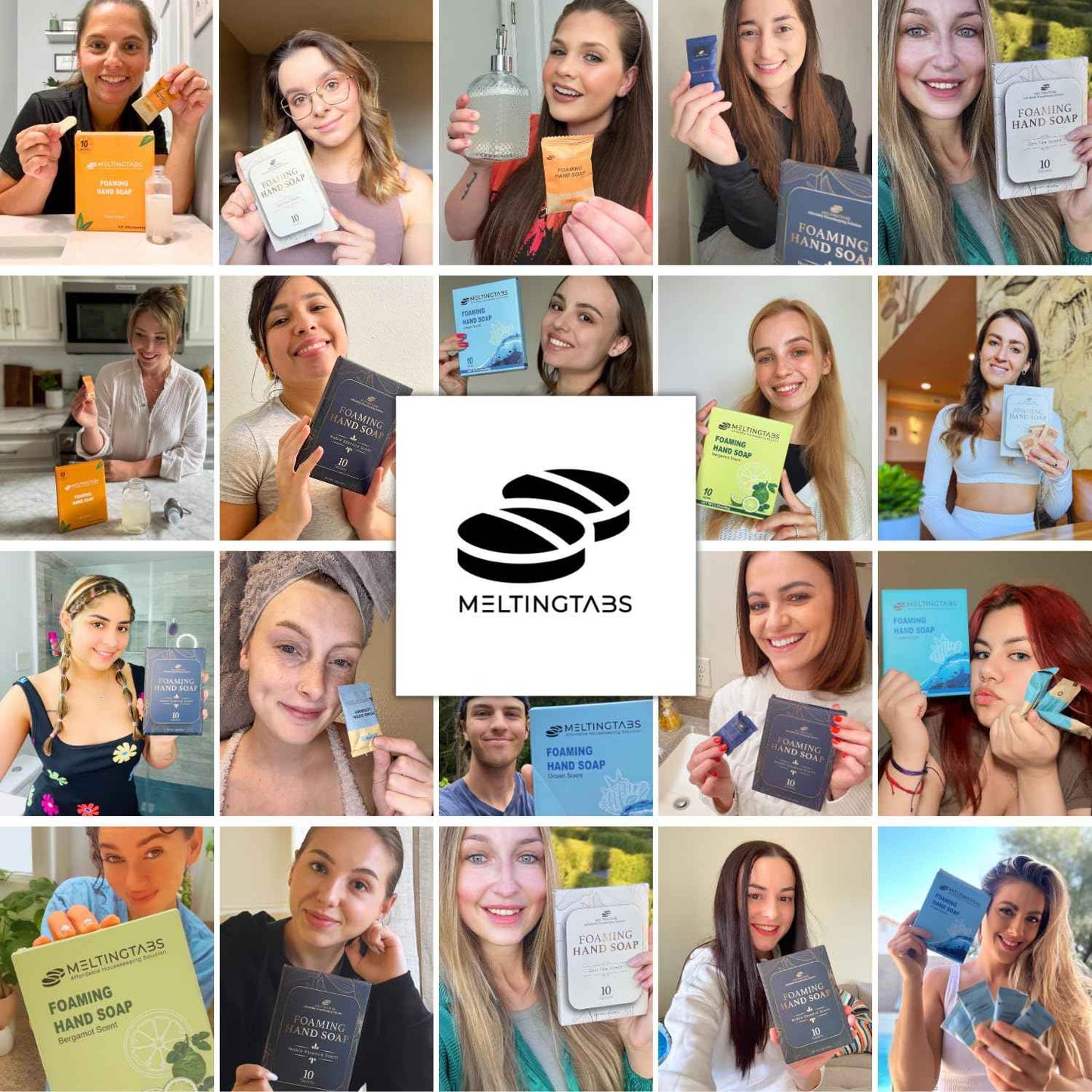 MELTINGTABS Assorted Foaming Hand Soap Tablets – 20 Tablets in 5 Scents (Citrus, Bergamot, Ocean, Noble Essence, Zen Tea) – Individually Packed, Concentrated Soap Refill for Foam Dispensers