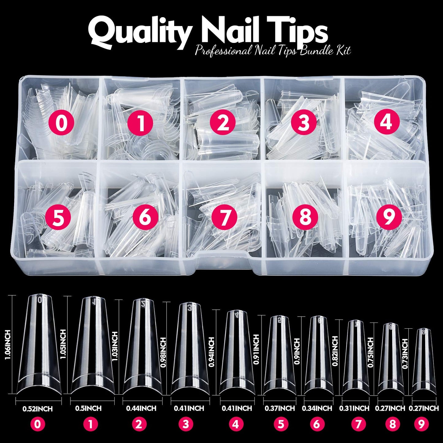 Teenitor Clear Coffin Nail Tips Kit, Clear Nail Tips Half Cover Coffin Fake Nail Tips Long, 500 Pcs Acrylic Nail Tips Half Cover Ballerina French Nail Tips With Glue, Acrylic Nail Clipper