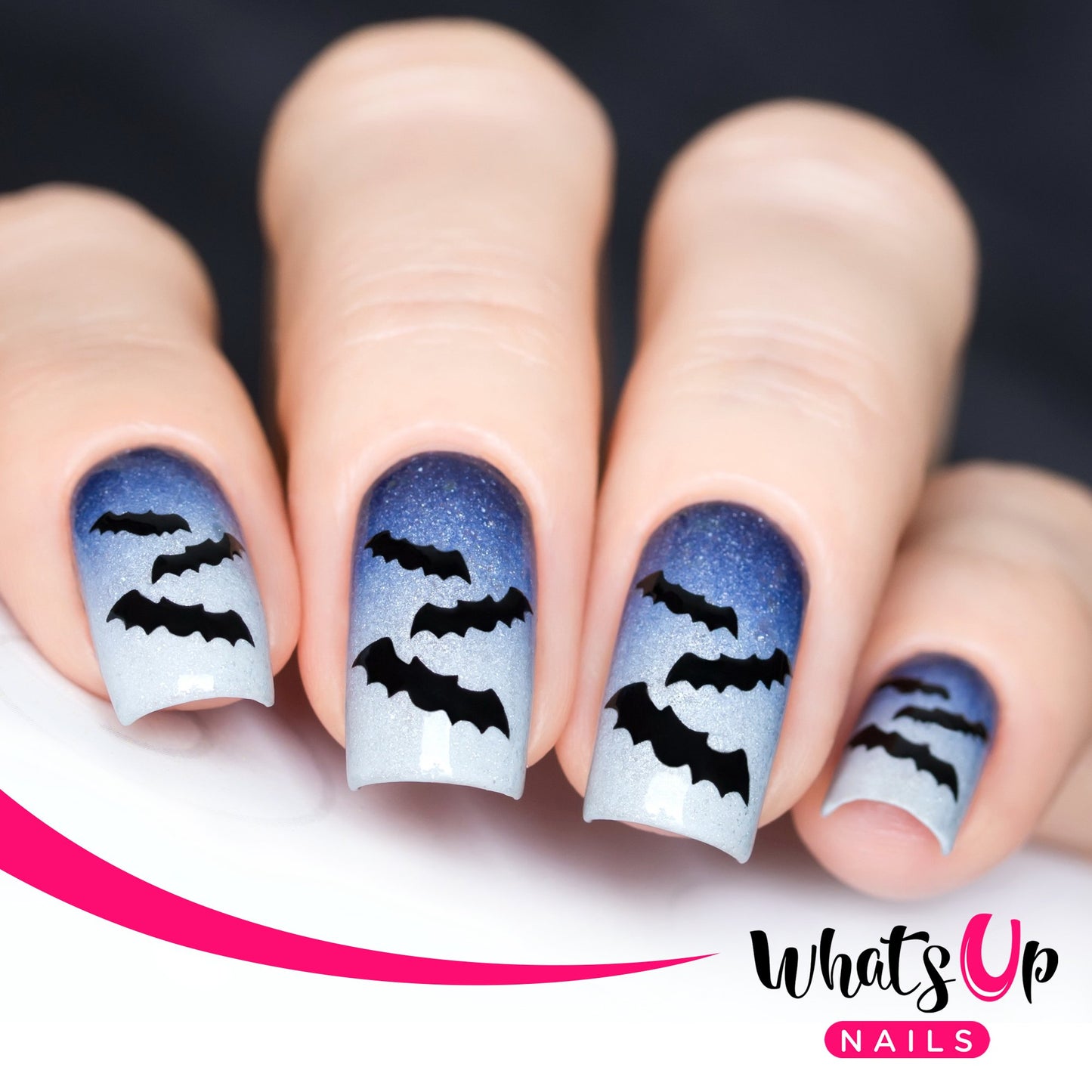 Whats Up Nails - Bats Vinyl Stencils for Halloween Nail Art Design (1 Sheet, 20 Stencils)