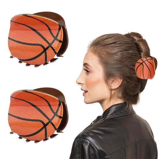 Kasmena Basketball Hair Claw Clips - 2Pcs Non-Slip Strong Hold Barrettes for Sports, Thin to Medium Hair - Styling Accessories for Women and Girls