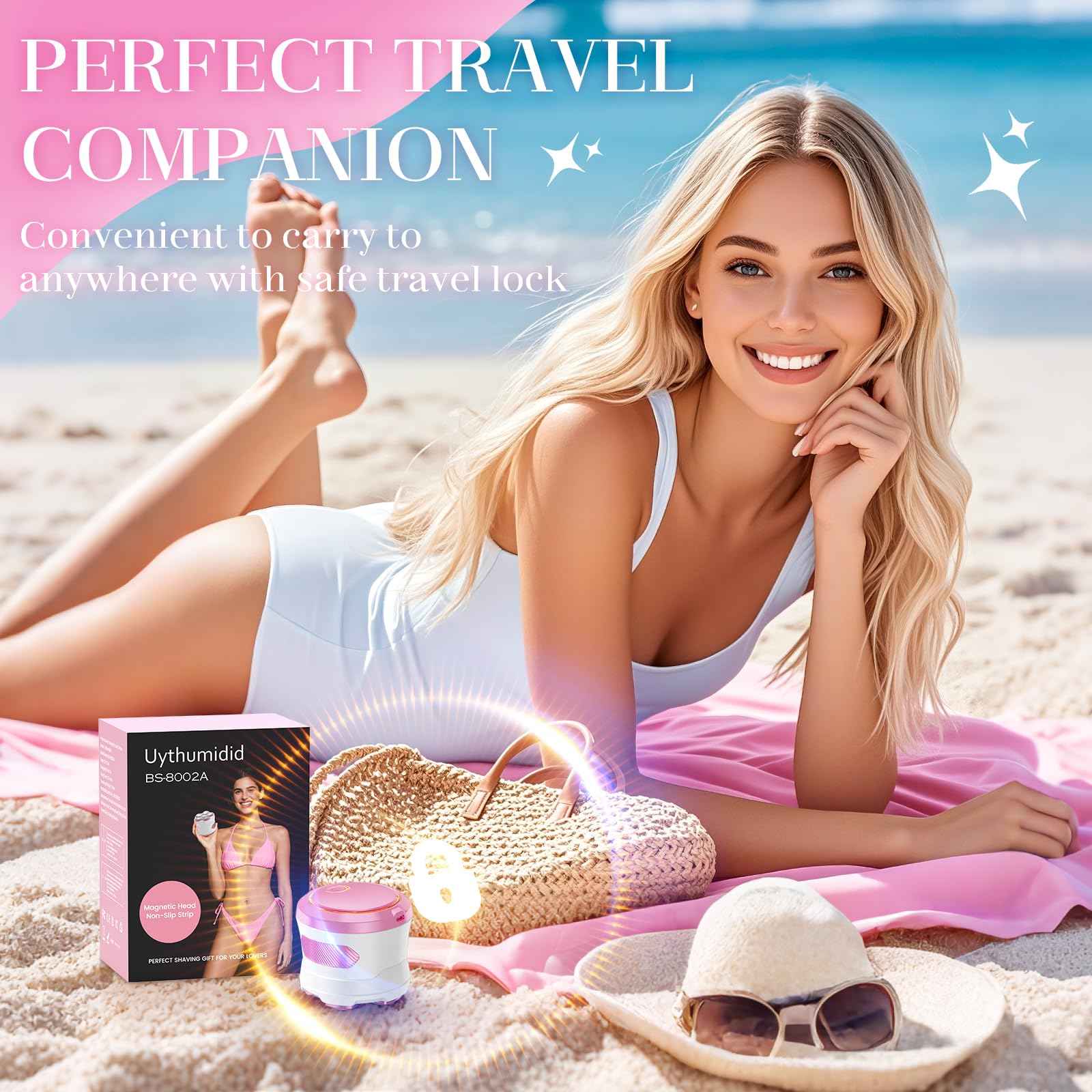 Electric Razors for Women - Flawless Women's Electric Body Shaver, Waterproof Wet Dry Hair Remover with Detachable Head, Easy to Hold with Anti-Slip Strips, Cherry