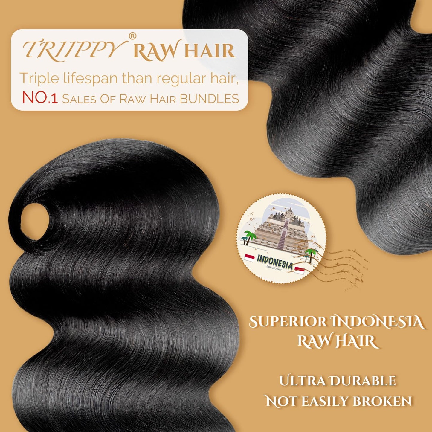 TRIIPPY Raw Body Wave Human Hair Bundles,Triple Lifespan Than Regular Virgin Hair No.1 Sales Of Raw Hair Bundles(16 18 20 Inches) Keep Silky And Smooth After Multiple Washes 100% indian Raw Hair