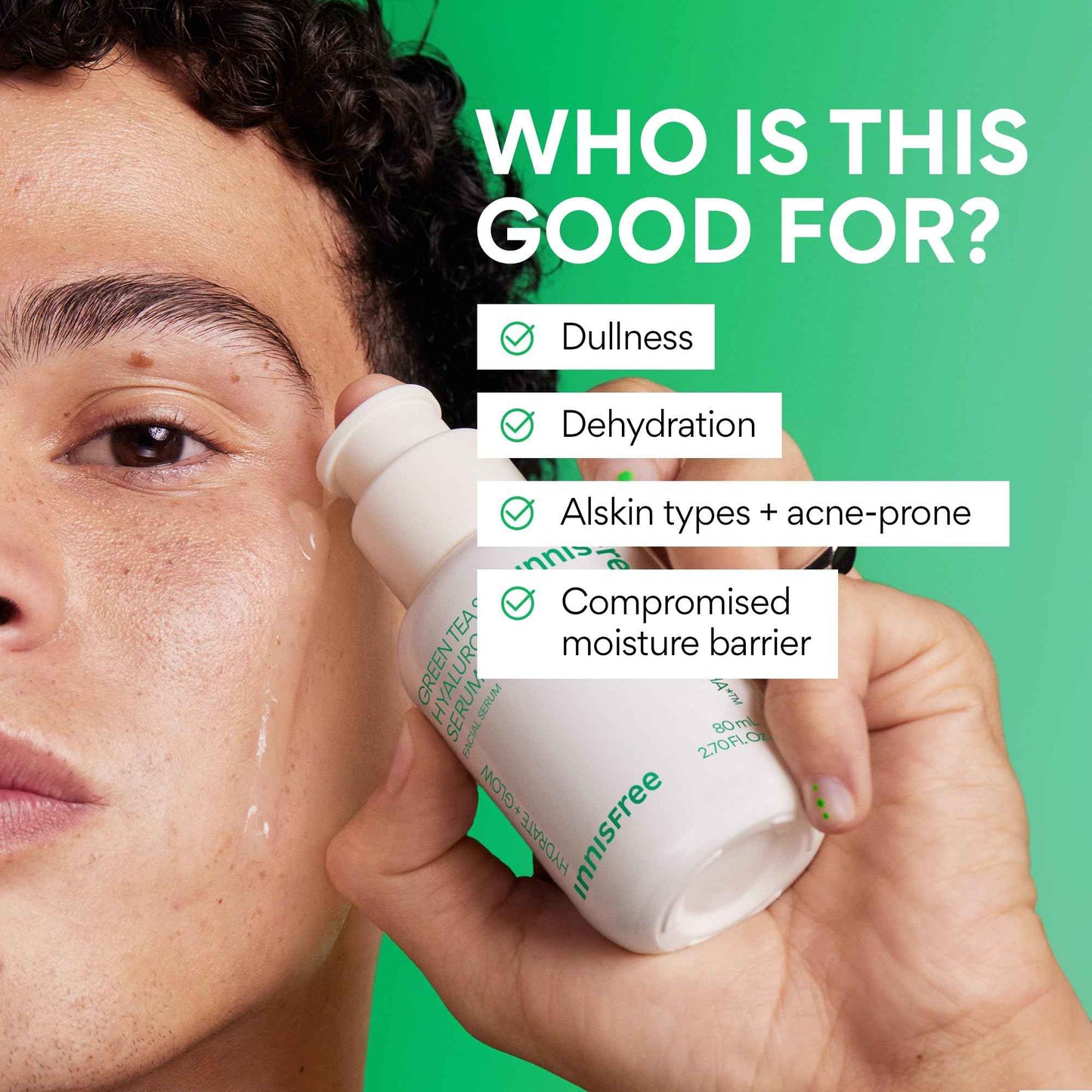 innisfree Green Tea Seed Hydrating Serum Refill with Hyaluronic Acid & Niacinamide, Korean Face Serum for Glow