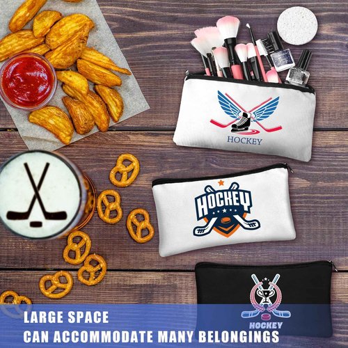 Clysee 20 Pcs Hockey Gifts Inspirational Makeup Bag for Women Hockey Lovers Players Ice Gifts Bags Cosmetic Travel Pouch for Women Mom Athletics Birthday