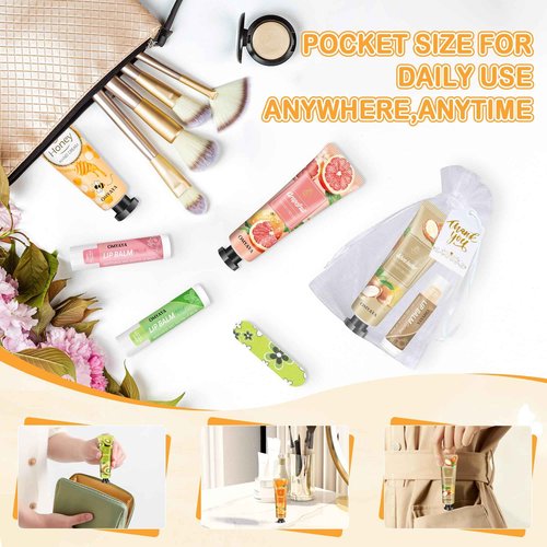24 Sets Bulk Gifts For Women, Hand Cream Lotion, Lip Balm, Mini Nail Files Gifts Set with Organza Bags, Thank You Card, Baby Shower Bridal Wedding Favor for Guests, Christmas Gifts for Women