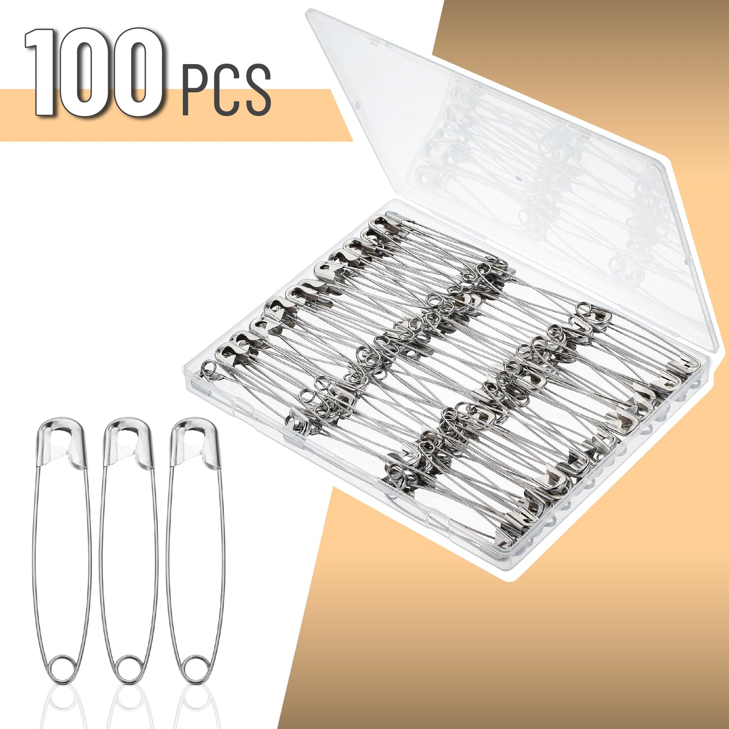 Mr. Pen- Safety Pins, 3 Inch, 100 Pack, Safety Pin, Safety Pins Bulk, Large Safety Pins for Clothes, Safety Pins for Clothes, Heavy Duty Safety Pins, Big Safety Pins Heavy Duty