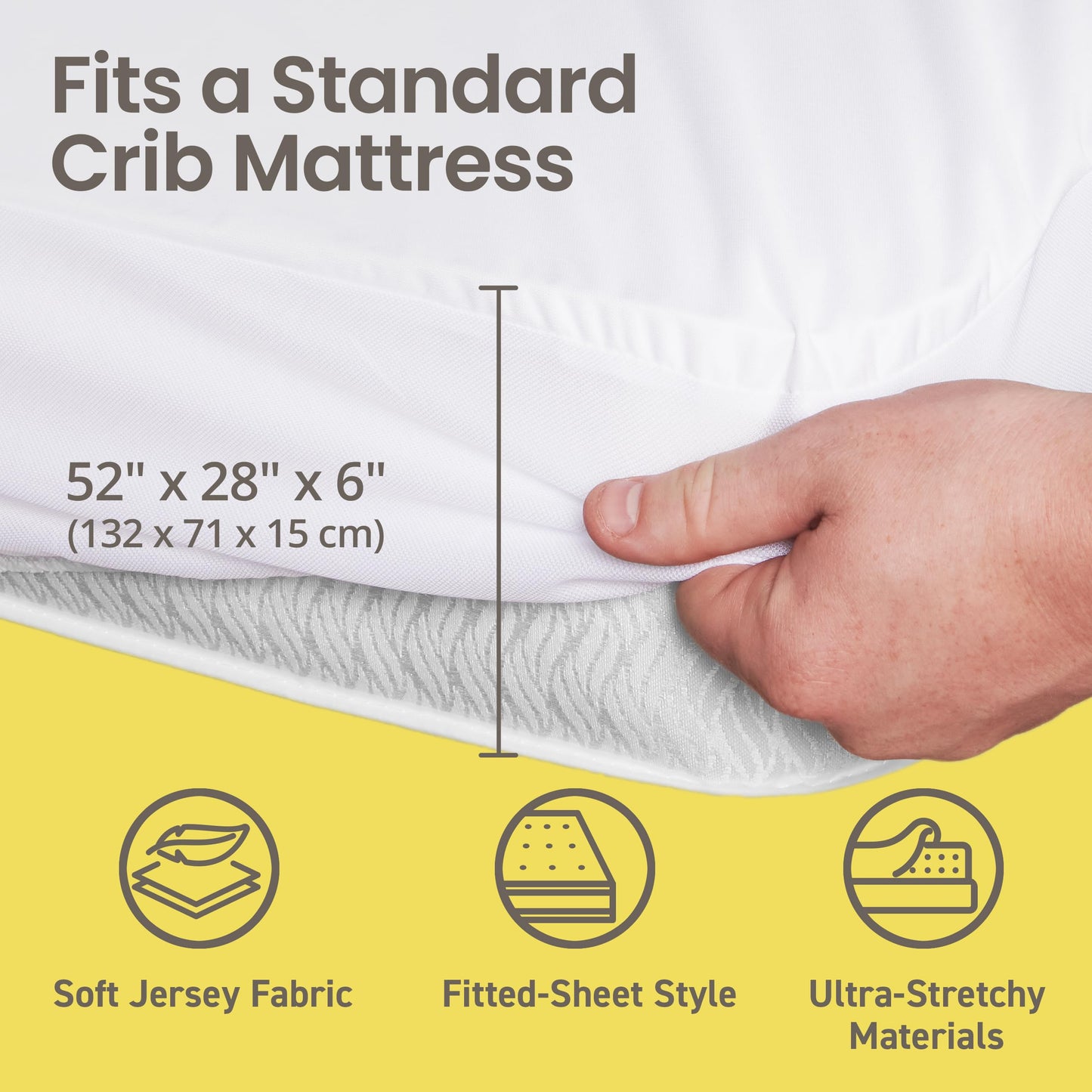 SafeRest 100% Waterproof Crib Size Mattress Protector - Fitted with Stretchable Pockets - Machine Washable Cotton Mattress Cover for Bed - Newbourn Baby Essentials for Toddler or Baby Nursery