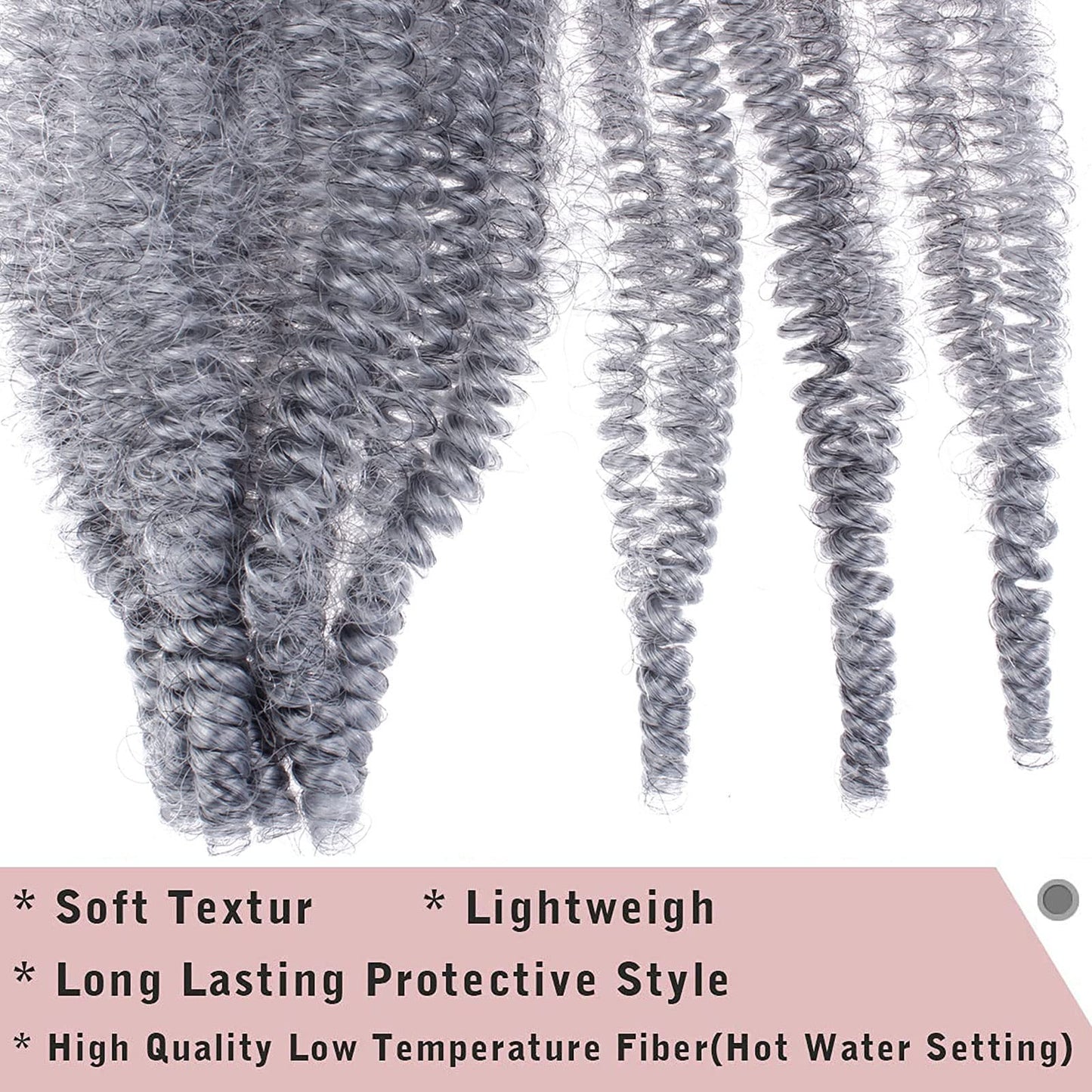 24 Inch Soft Springy Afro Twsit hair 8 Packs Pre-Separated Spring Twist Hair For Distressed Locs Marley Twist Crochet Braiding Hair Synthetic Hair Extension For Black Women (8 Strands/Pack,grey#)