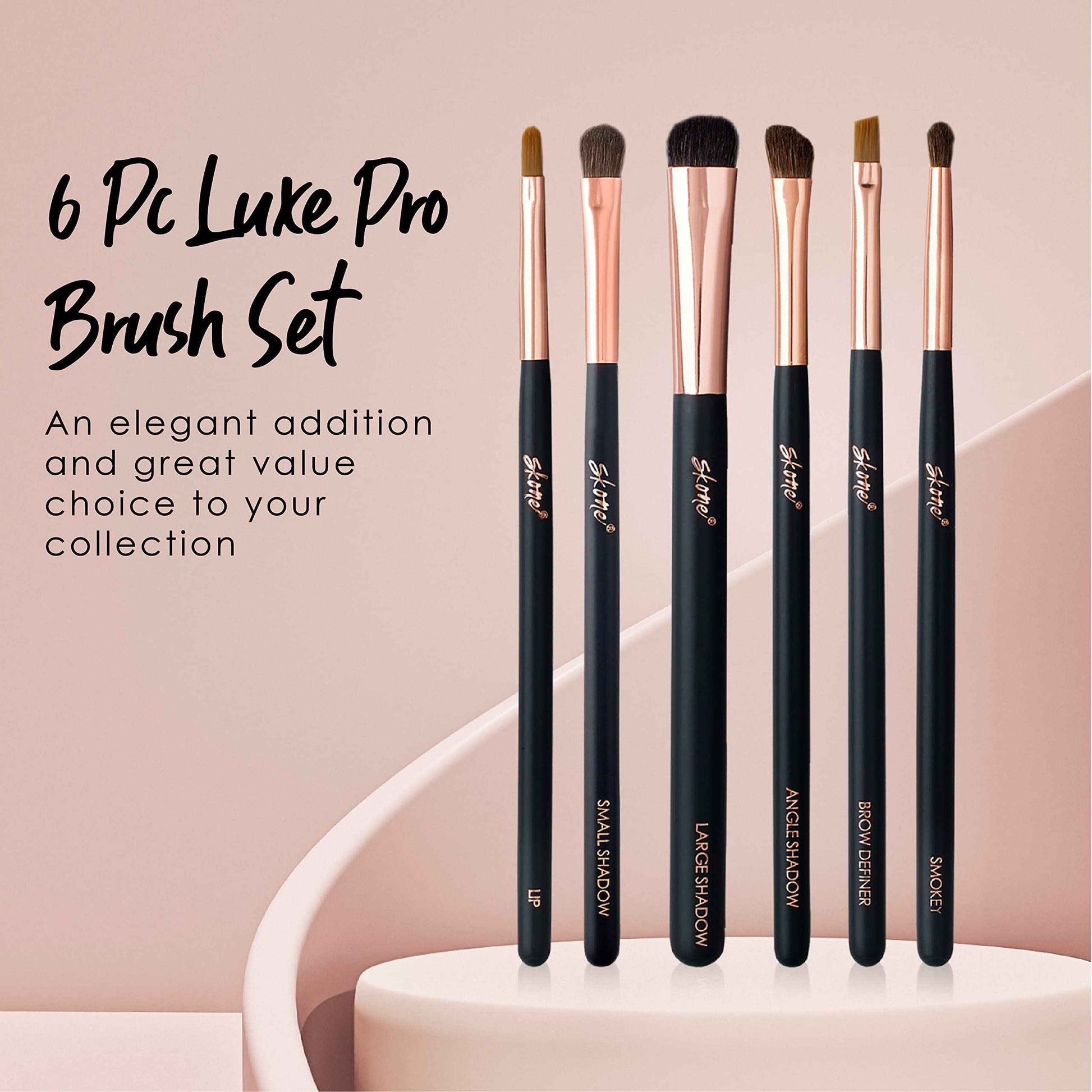 Professional Makeup Brush Set - Skone Luxe Pro Makeup Brushes, 6 pc Set