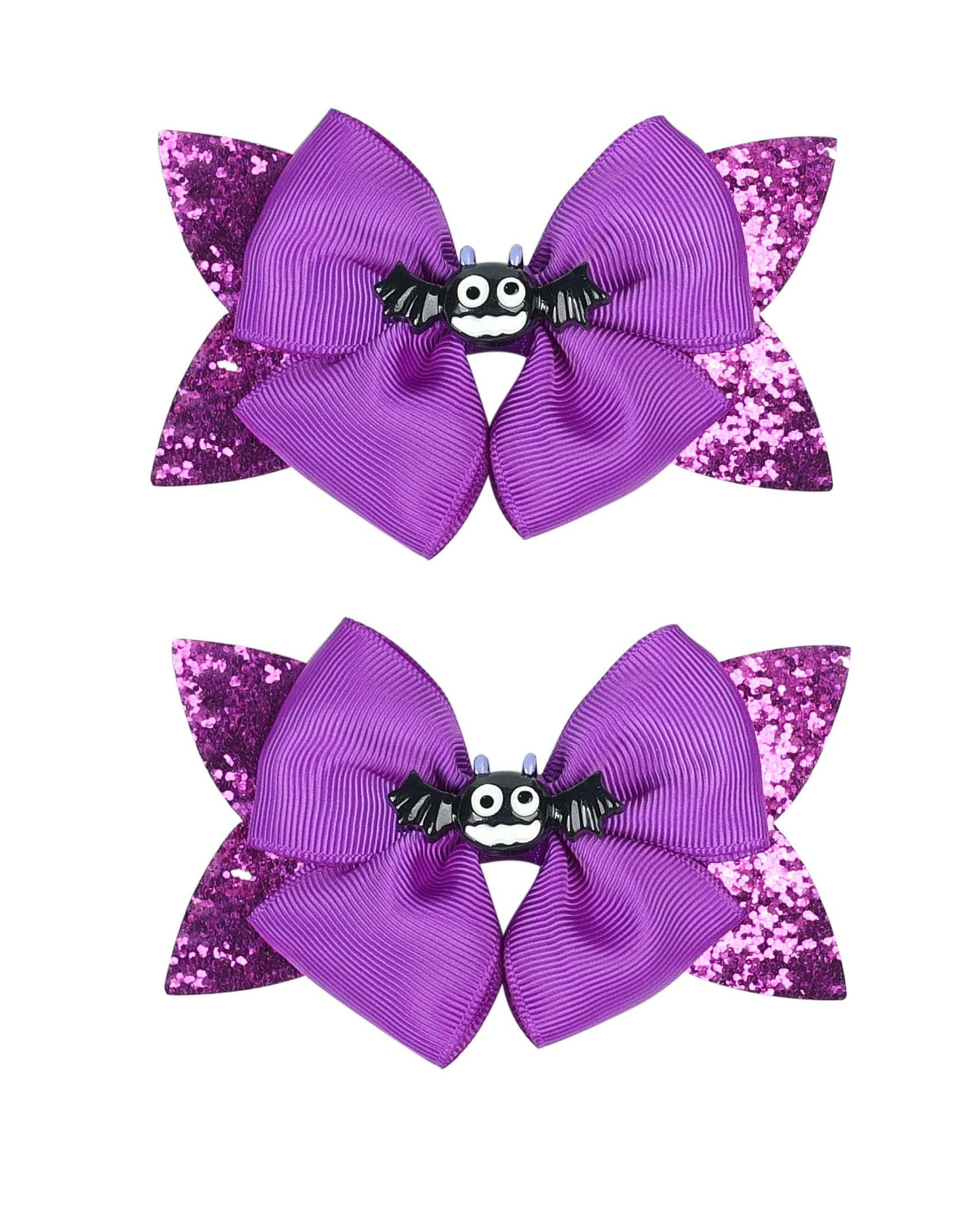 Koolgil Baby Girl's Cute Bowknot Hair Clips Halloween Bat Wing Hair Clips Pumpkin Head Hair Clips (C- Purple 1)