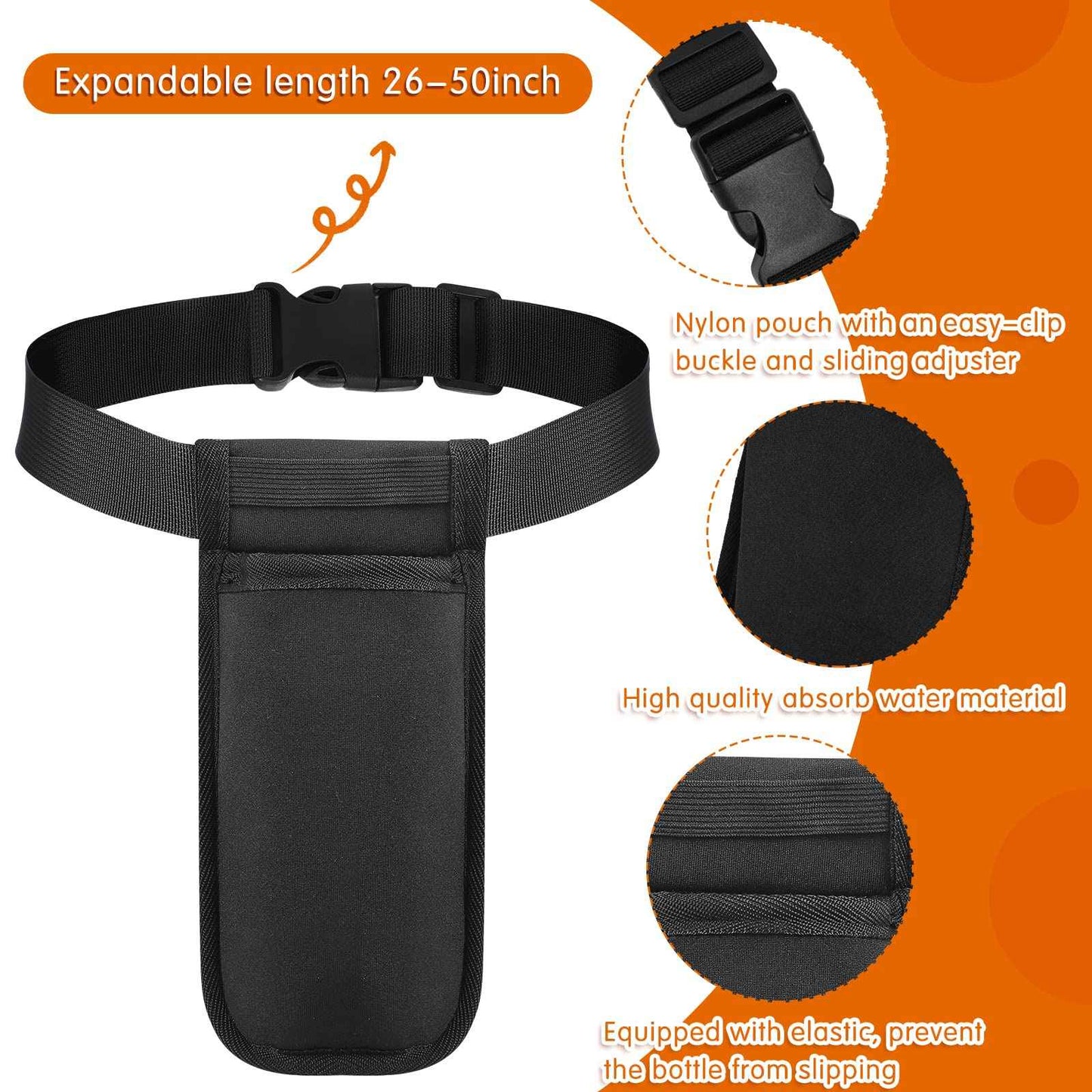 Eaasty 3 Sets Massage Bottle Holster Adjustable Single Holster and 8 oz Plastic Pump Dispenser Bottles for Lotion Massage Oil, Black