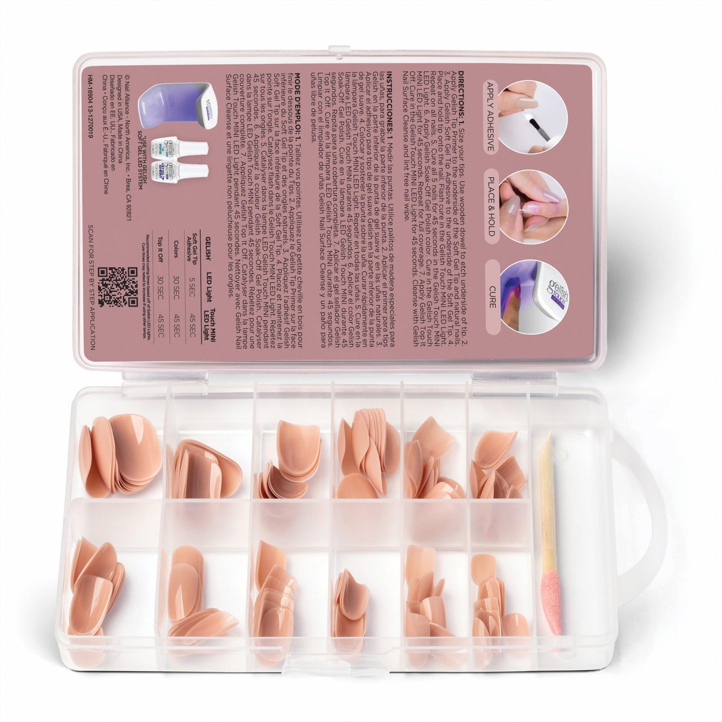 Gelish Nude Soft Gel Tips - Full Coverage Nude Color Soft Gel Tips, Press On Nails, Clear Nail Tips (Pink Nude Short Round, 120 pcs)