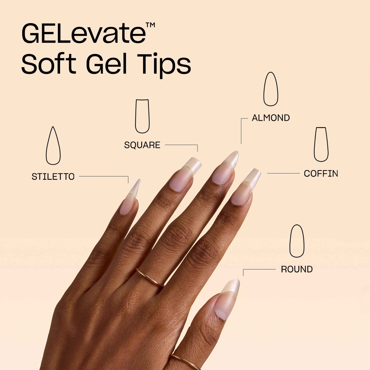 OPI GELevate Soft Gel, Nail Tips | Almond Shape Extensions | Flexible & Natural Fit | 1 Box with 16 Sizes