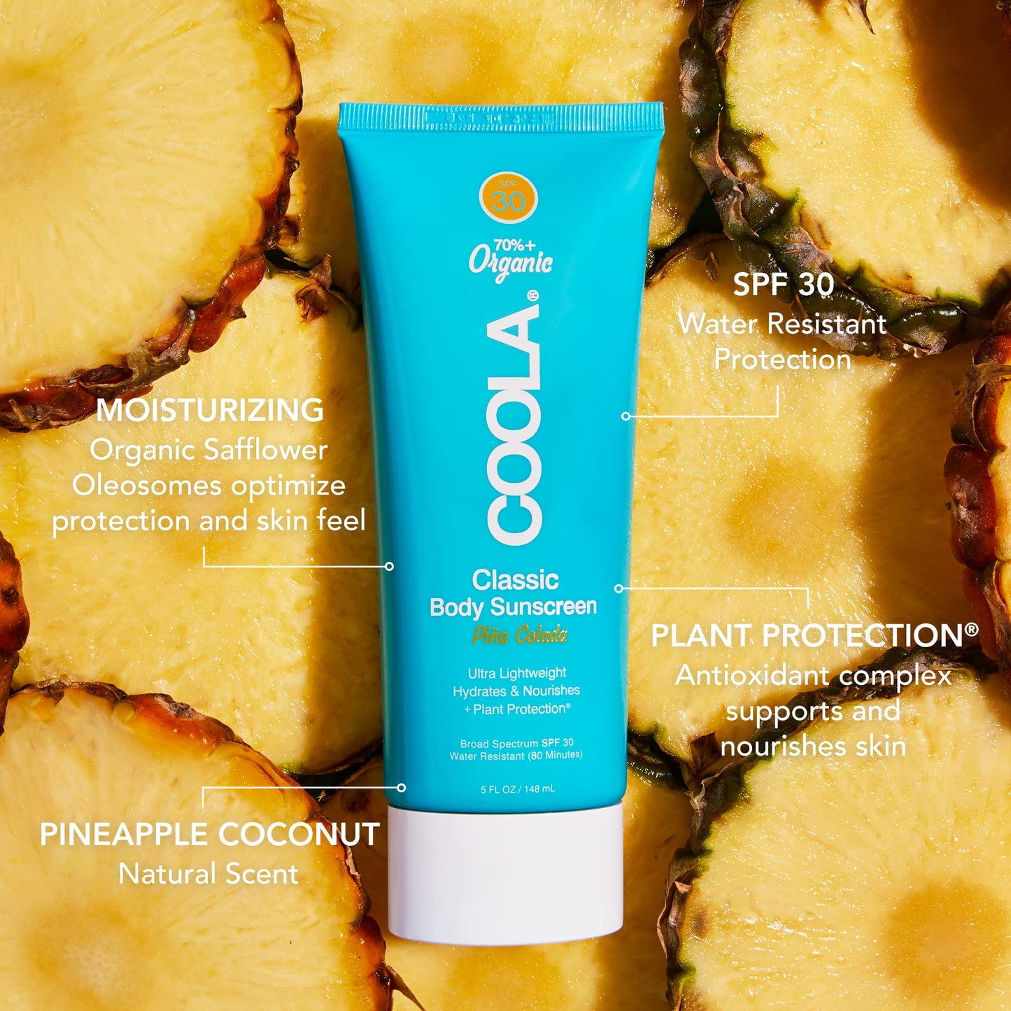 COOLA Organic Sunscreen SPF 30 Sunblock Body Lotion, Dermatologist Tested Skin Care for Daily Protection, Vegan and Gluten Free, Pina Colada, 5 Fl Oz