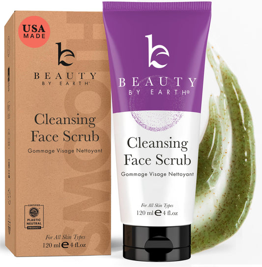 Face Scrub - USA Made with Natural & Organic Ingredients, Cleanses and Exfoliates All Skin Types, Microdermabrasion Facial Scrub with Glycerin, Gentle Exfoliating Face Wash, Removes Dead Skin Cells