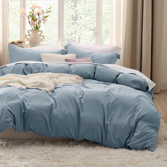 Bedsure Mineral Blue Twin Duvet Cover Set - Soft Prewashed Duvet Cover Twin Size, 2 Pieces, 1 Duvet Cover 68x90 Inches with Zipper Closure and 1 Pillow Sham, Comforter Not Included