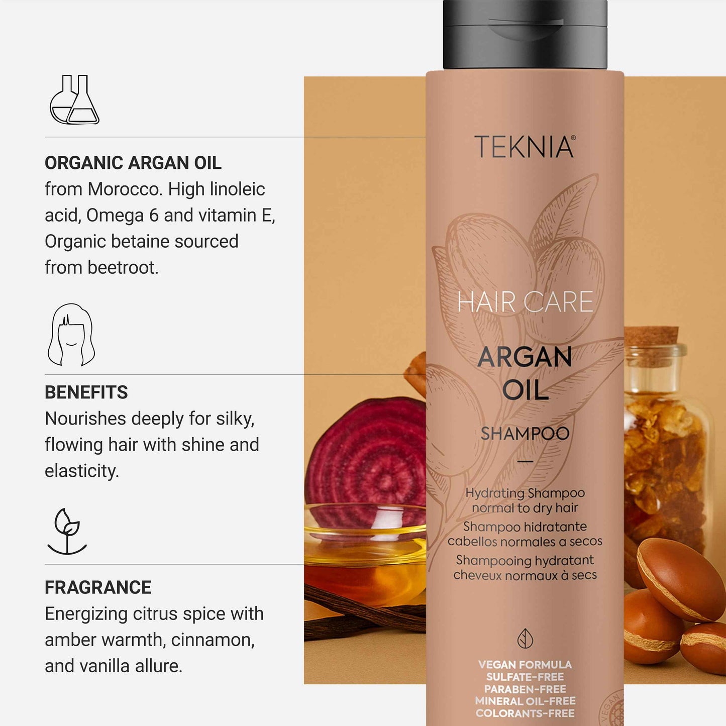 LAKMÉ Teknia Argan Oil Shampoo, Hydrating Shampoo with Argan Oil for Hair, 10.2 Fl Oz