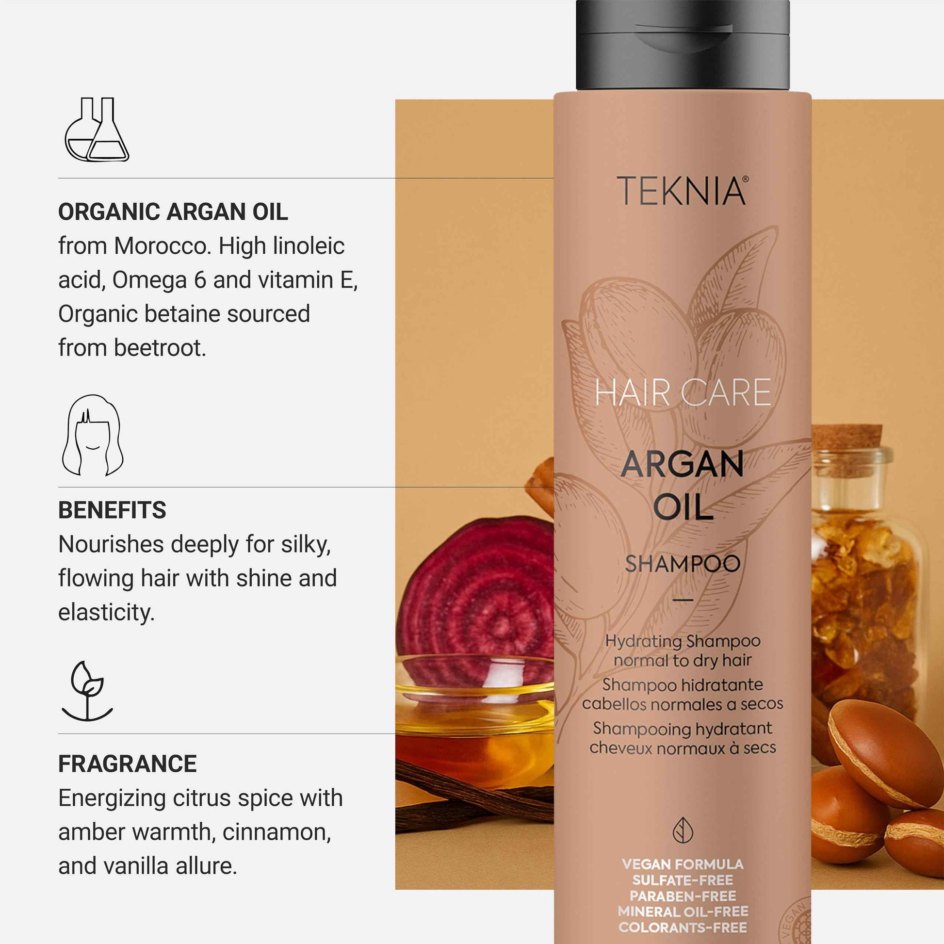 LAKMÉ Teknia Argan Oil Shampoo, Hydrating Shampoo with Argan Oil for Hair, 10.2 Fl Oz