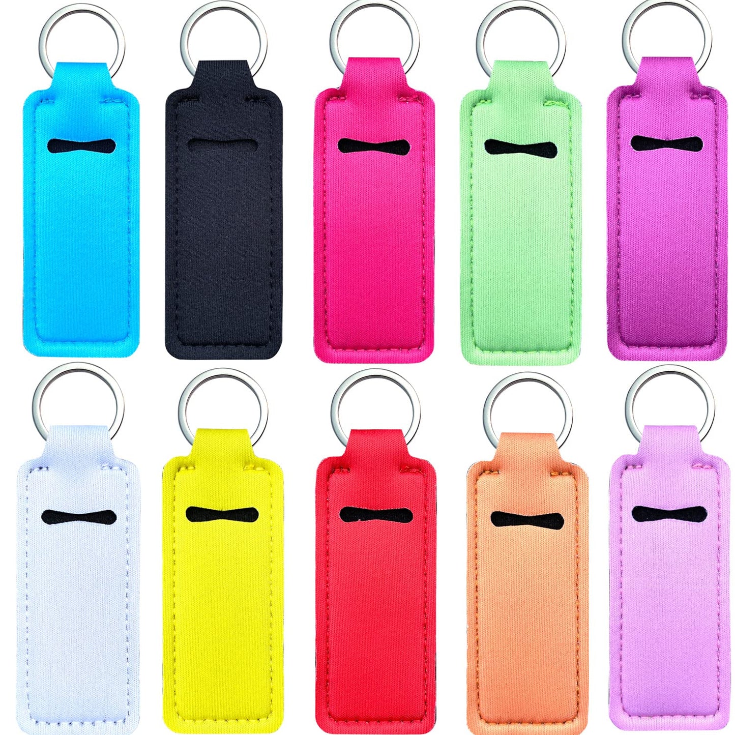 PUEZOKLY 40pcs Travel Bottles Keychain Set with Wristlet Chapstick Holders key chain, Hand Sanitizer Holder Keychain with Empty Bottles