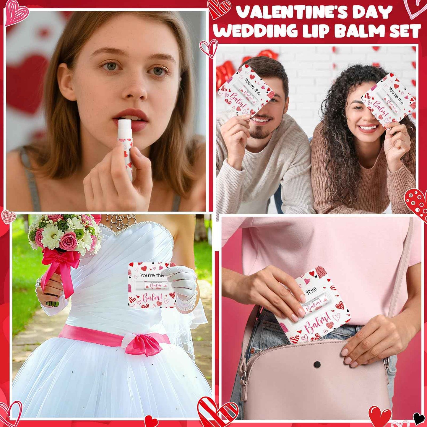 Heigble 24 Pcs Valentine's Galentine's Day Gifts Bulk Lip Balms Valentine's Day Party Favors Heart Shaped Travel Size Lip Moisturizer Care Wedding Bridal Shower Birthday Favors Decorations