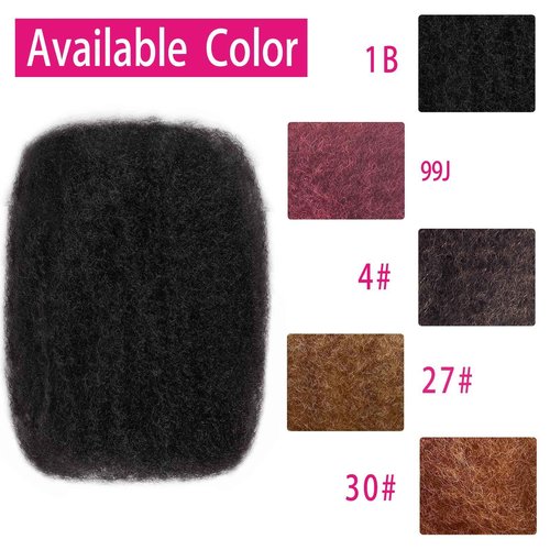 Afro Kinkys Bulk Human Hair For Braiding Afro Kinky-Curly Human Hair Bulk For Mini Twist Hair 14Inchs 50g/pack Bulk Human Braiding Hair For Micro Locs Extensions (99J, 14Inchs,50g/pack)