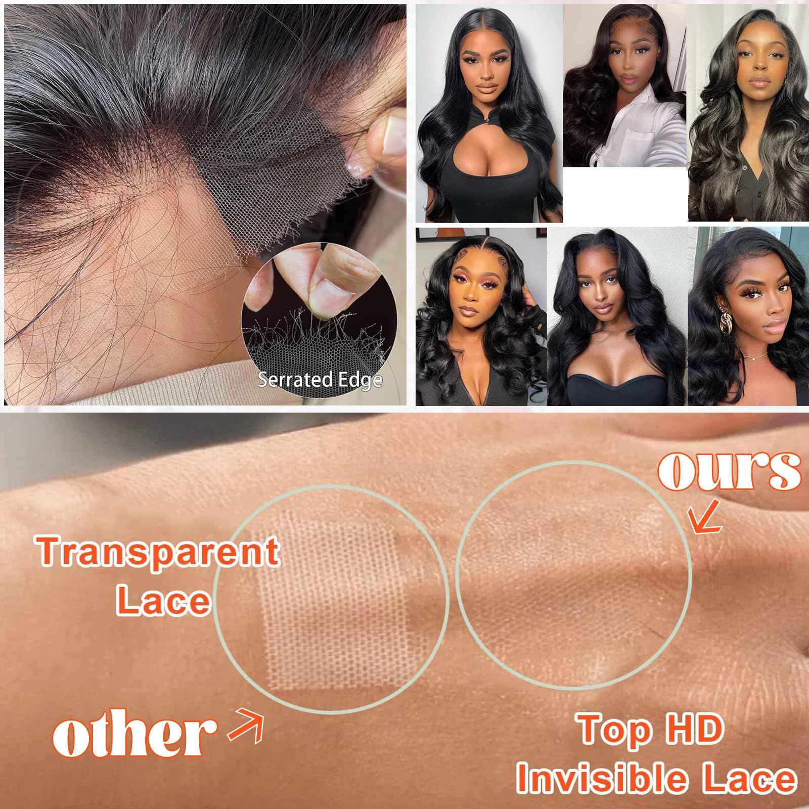 Body Wave Transparent Lace Frontal Closure Human Hair,Ear to Ear 13x4 Transparent HD Lace Front Closures 100% Brazilian Virgin Hair Free Part Pre Plucked with Baby Hair Natural Hairline 150% Density