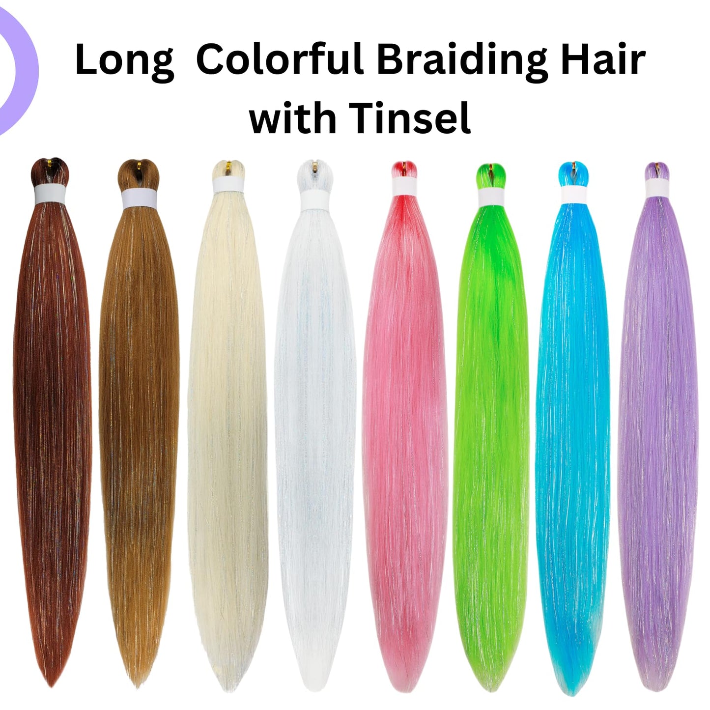 Gozill Blue Braiding Hair Pre Stretched Tinsel Braiding Hair 30 Inch Colorful Synthetic Fake Hair for Braiding