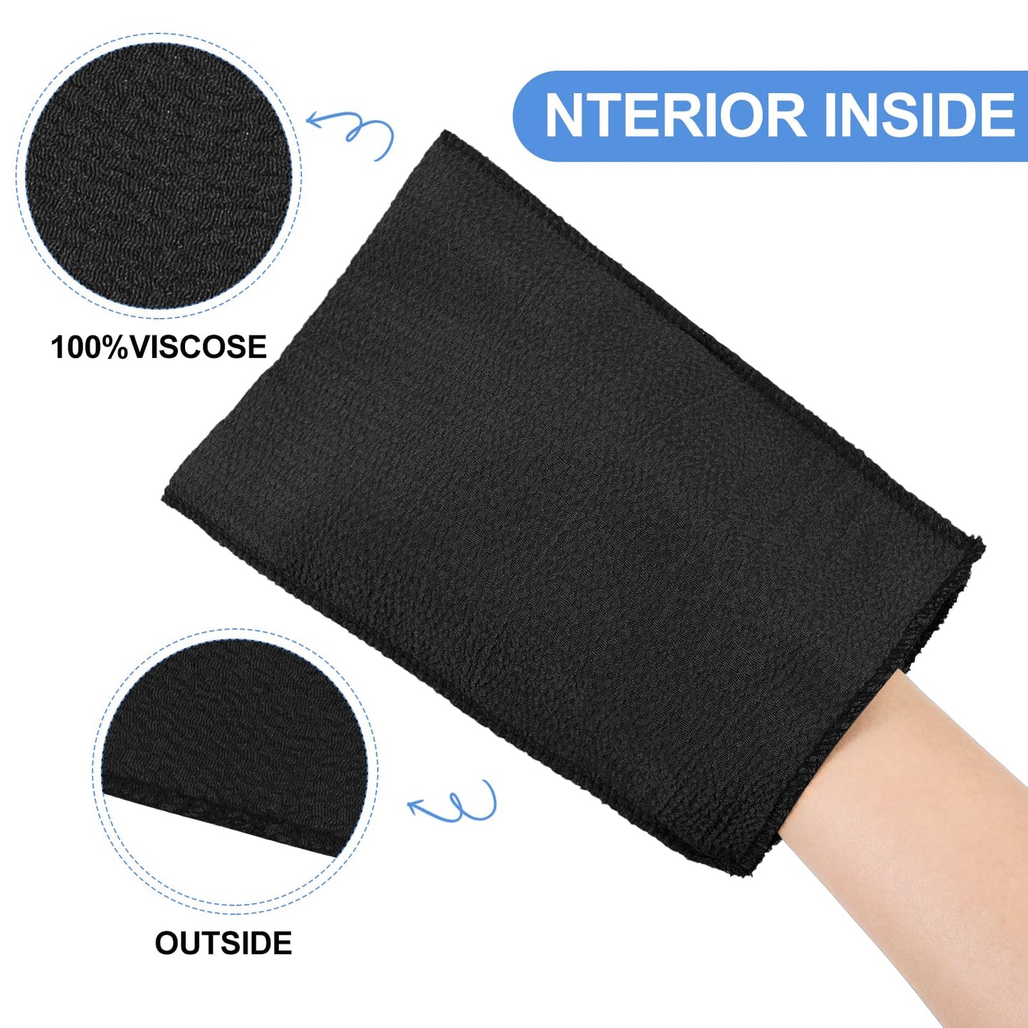 Tatuo 12 Pieces Korean Exfoliating Mitt Exfoliating Cloth Towel Korean Style Body Scrub Korean Style Scrubbing Cloth Bath Body Exfoliating Scrub Towel(Black, Small)